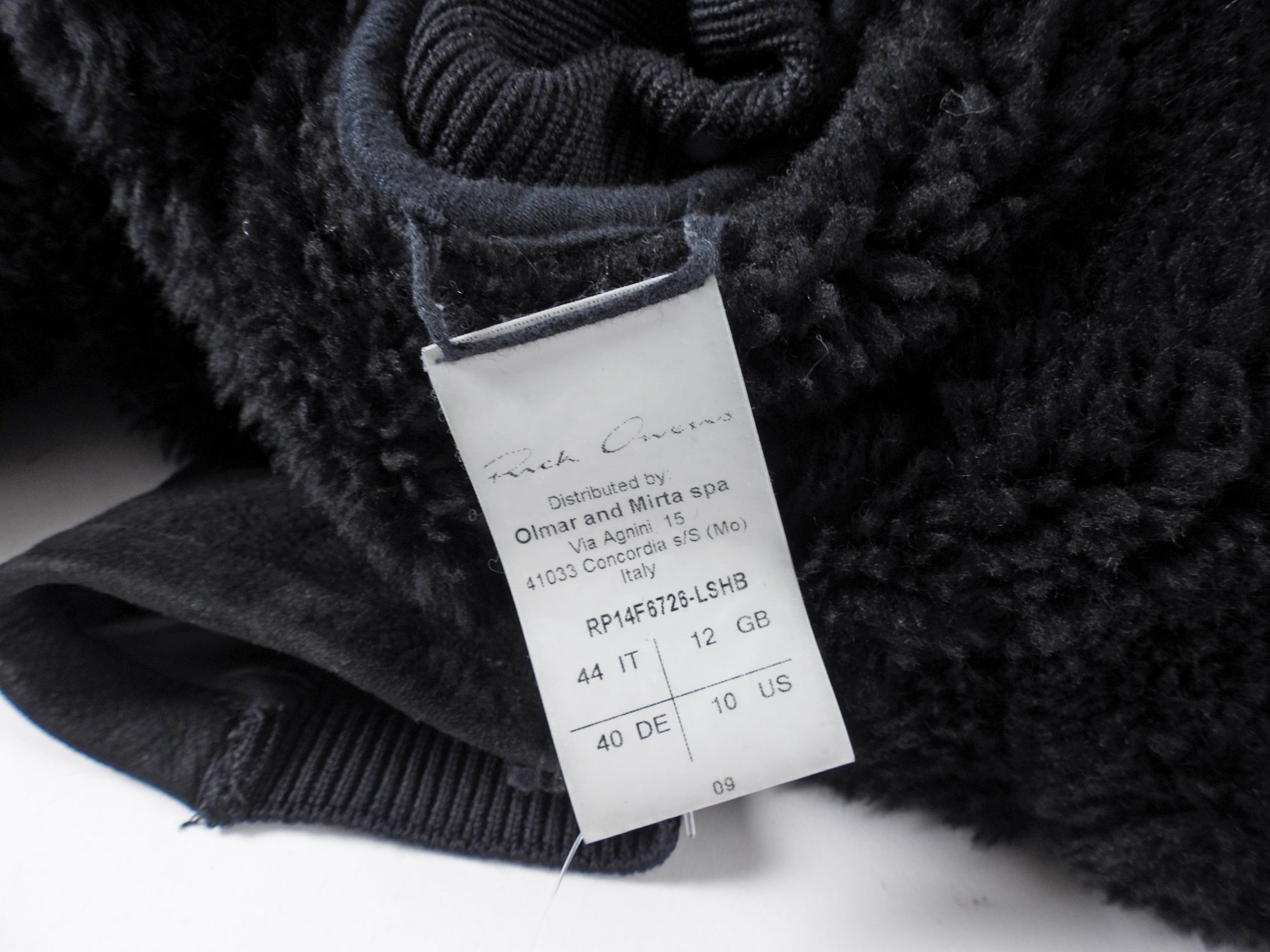 Rick Owens Black Shearling Asymmetrical Hemline Zip Jacket - USA M