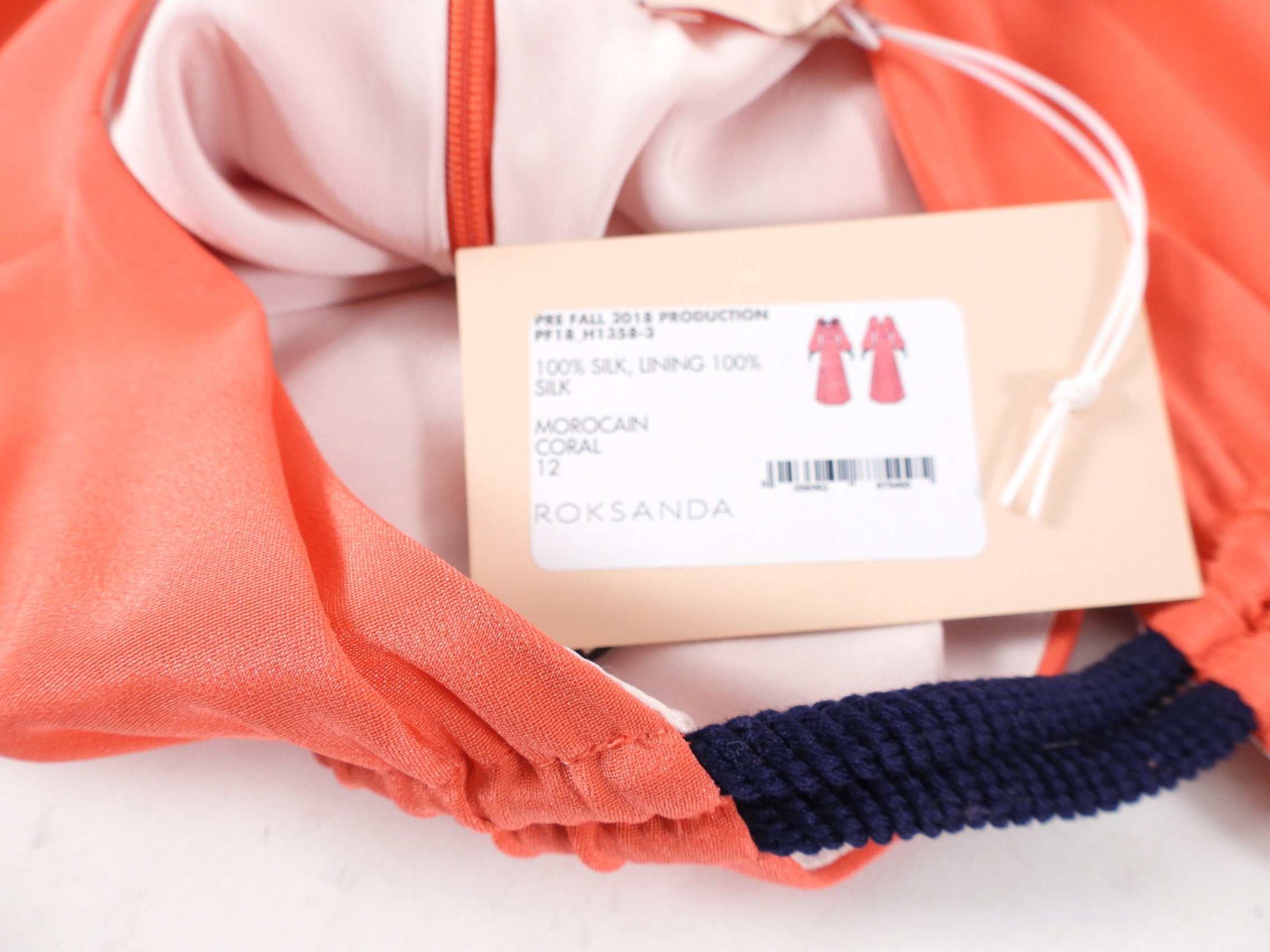 Roksanda Coral Silk Midi Dress with Balloon Sleeves - UK12 / USA 8