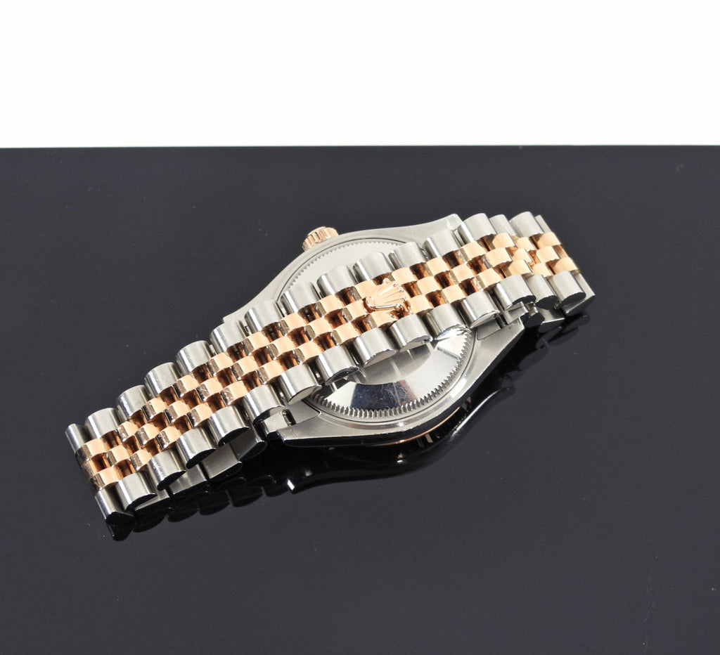 Rolex Two Tone 18k Rose Gold Chocolate Diamond Date Just 31mm Watch