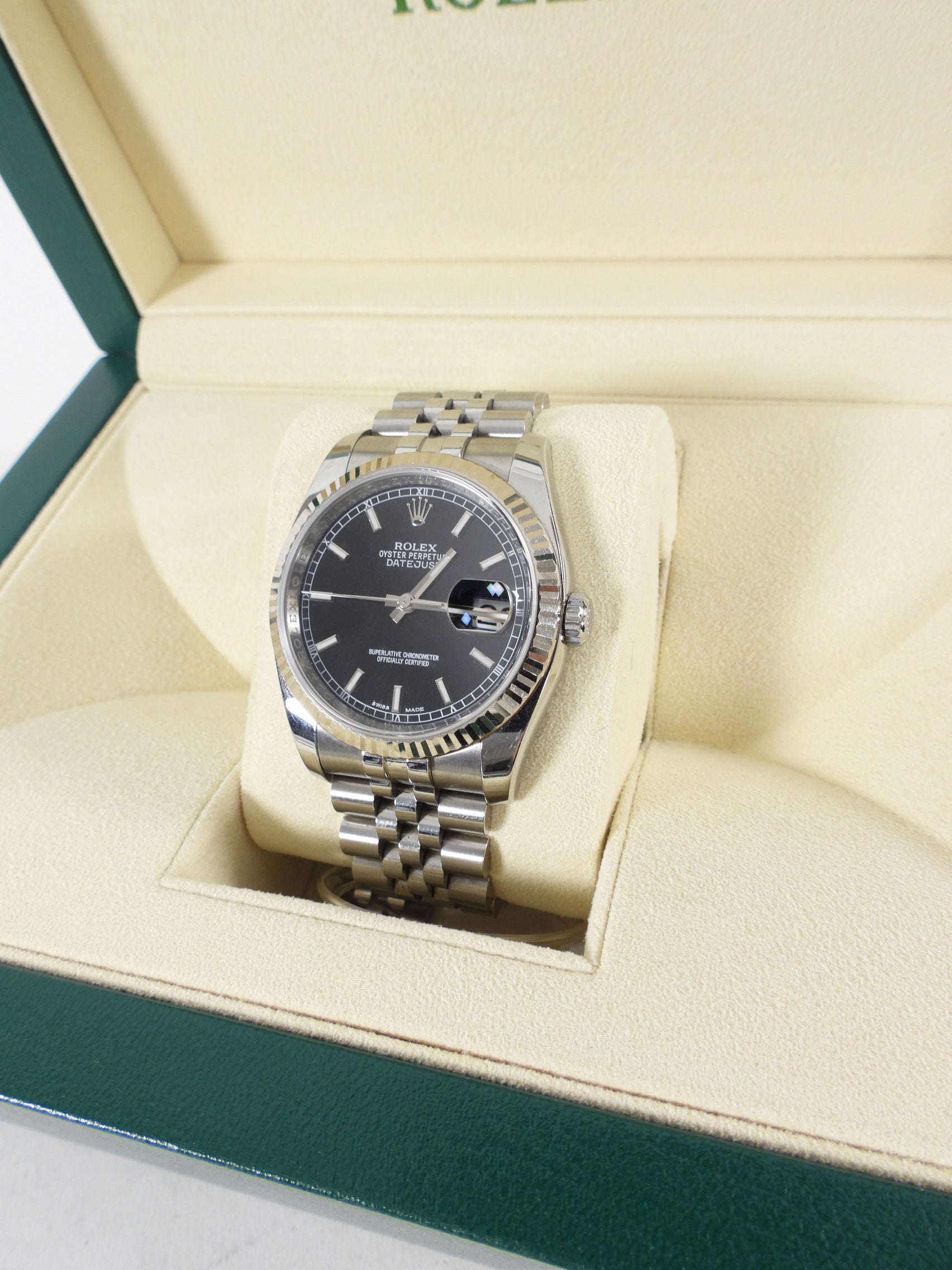 Rolex Oyster Perpetual Datejust 36 Jubilee Band Black Dial