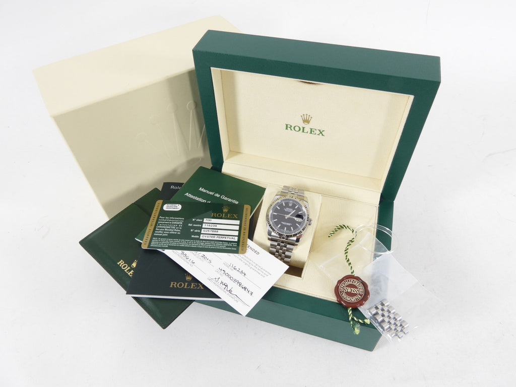 Rolex Oyster Perpetual Datejust 36 Jubilee Band Black Dial