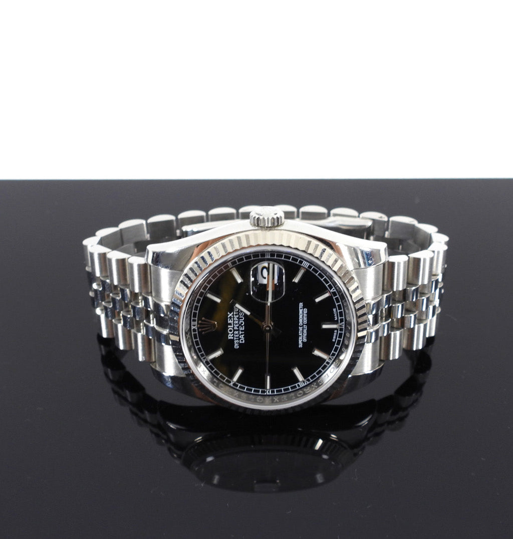 Rolex Oyster Perpetual Datejust 36 Jubilee Band Black Dial