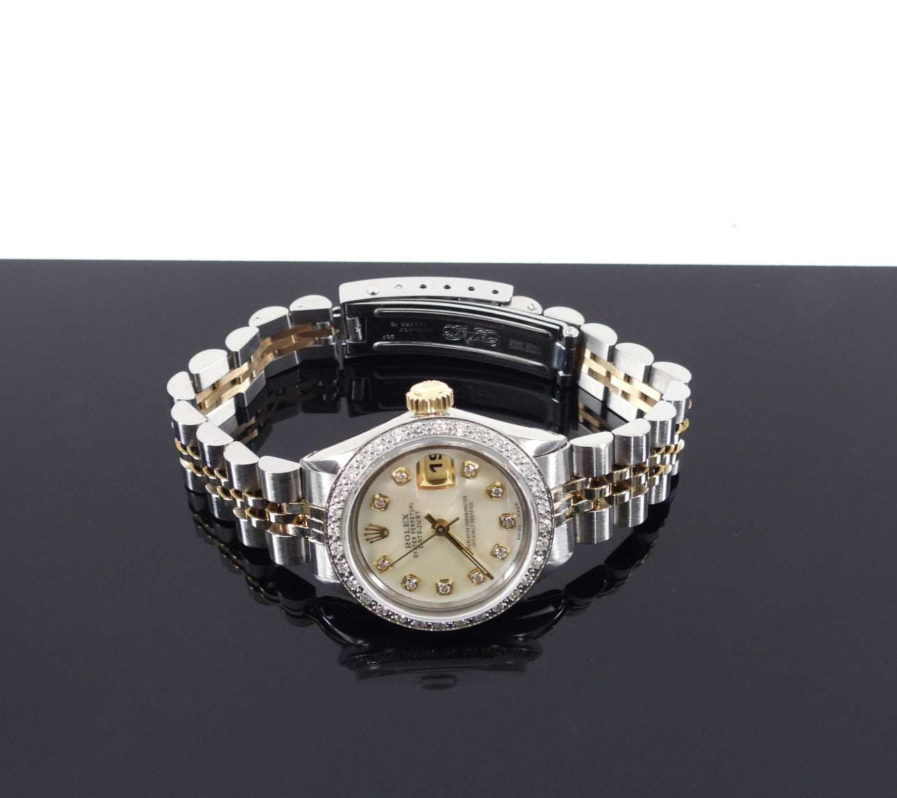 Rolex Vintage 1969 Two Tone Date Just Diamond Jubilee MOP 26mm Ladies Watch