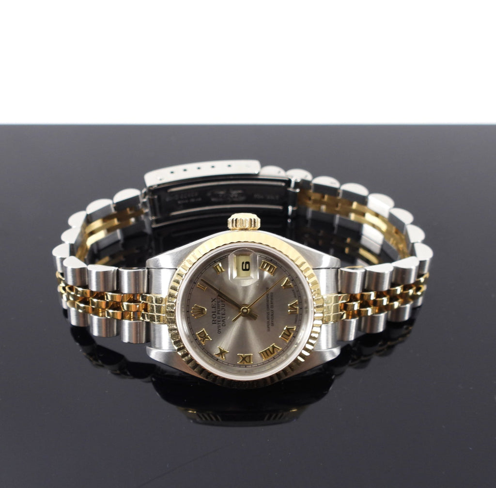 Rolex Lady Datejust 2 Tone 26mm Roman Numeral Watch 69173