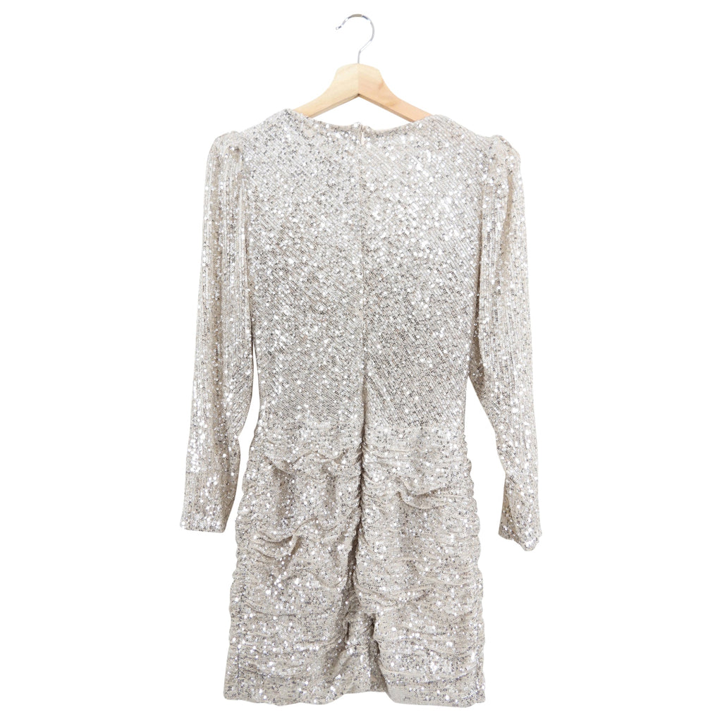 Rony Kobo Silver Sequin Cowl Neck Dress - USA 6