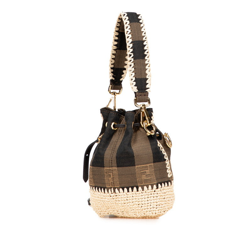 Fendi Mon Tresor Pequin Canvas Raffia 2way Bag