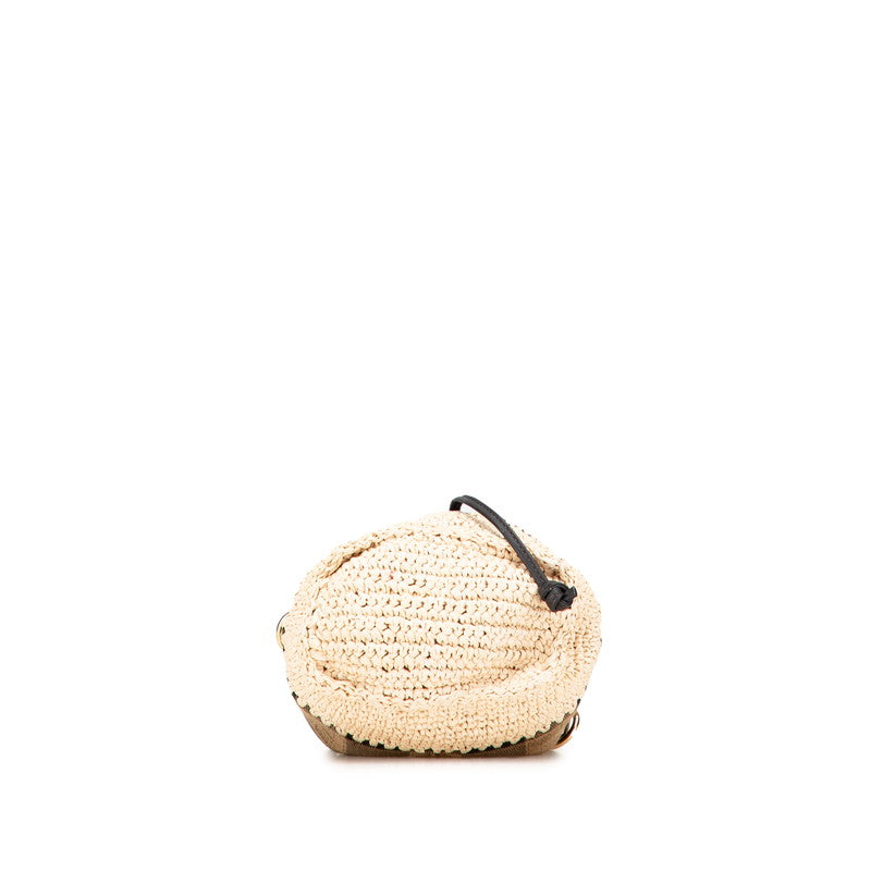 Fendi Mon Tresor Pequin Canvas Raffia 2way Bag