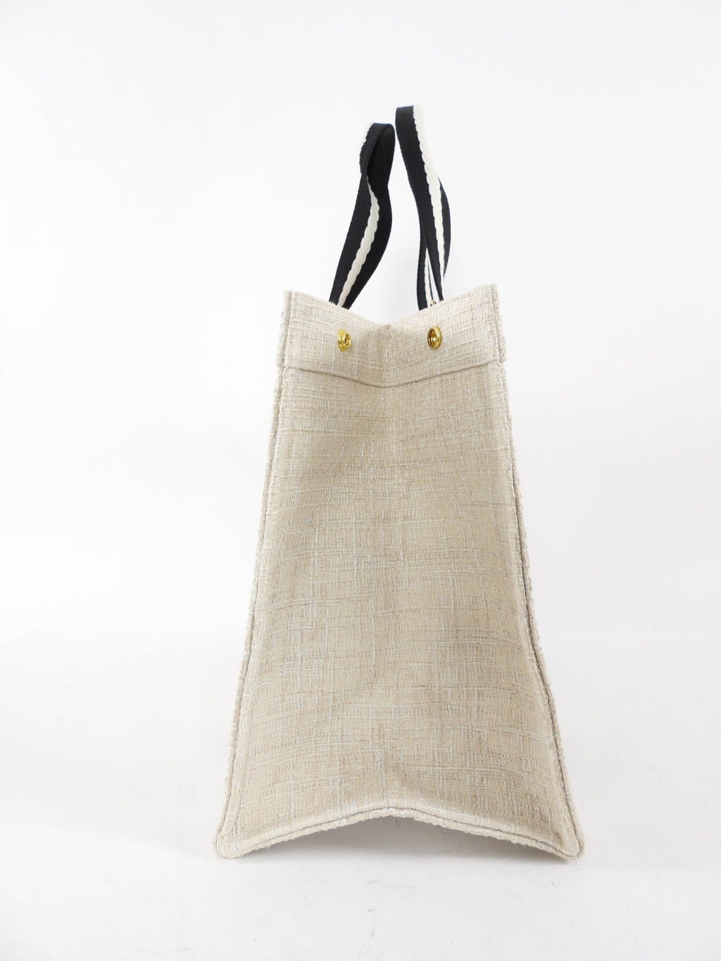 Rue de Verneuil Beige Tweed Canvas Large Tote Bag
