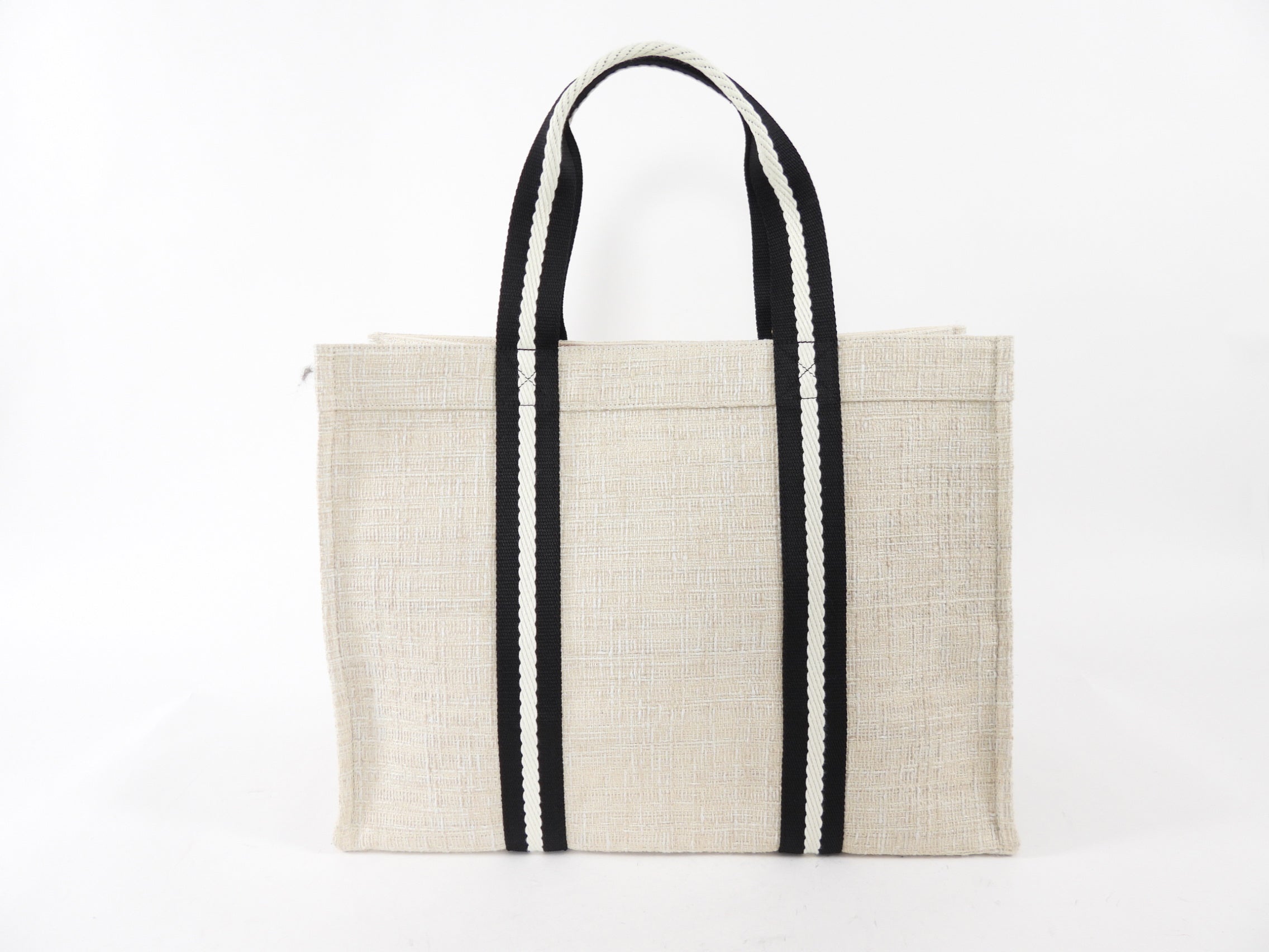 Rue de Verneuil Beige Tweed Canvas Large Tote Bag