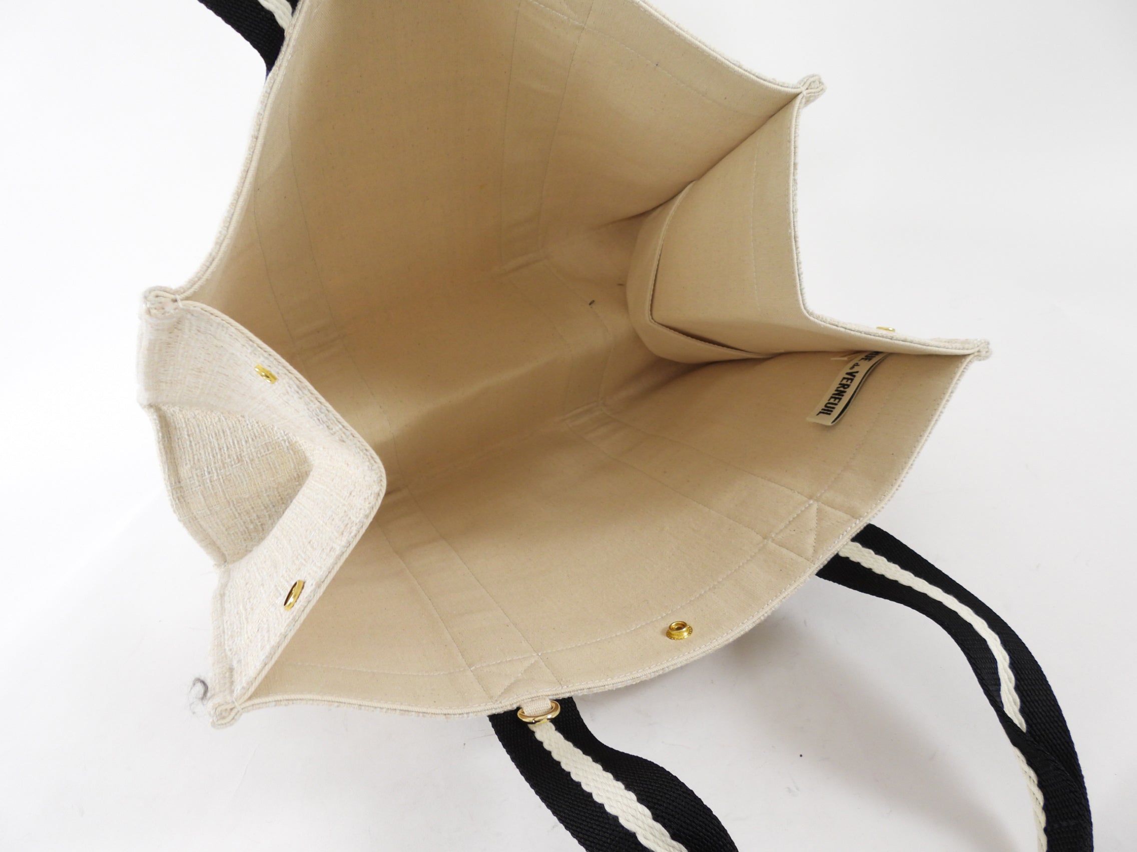 Rue de Verneuil Beige Tweed Canvas Large Tote Bag