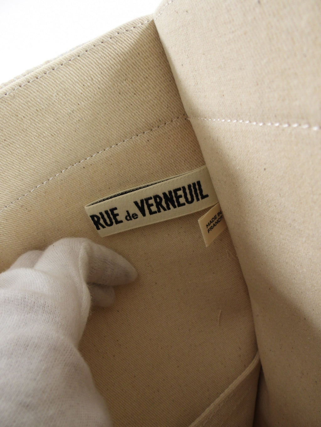 Rue de Verneuil Beige Tweed Canvas Large Tote Bag