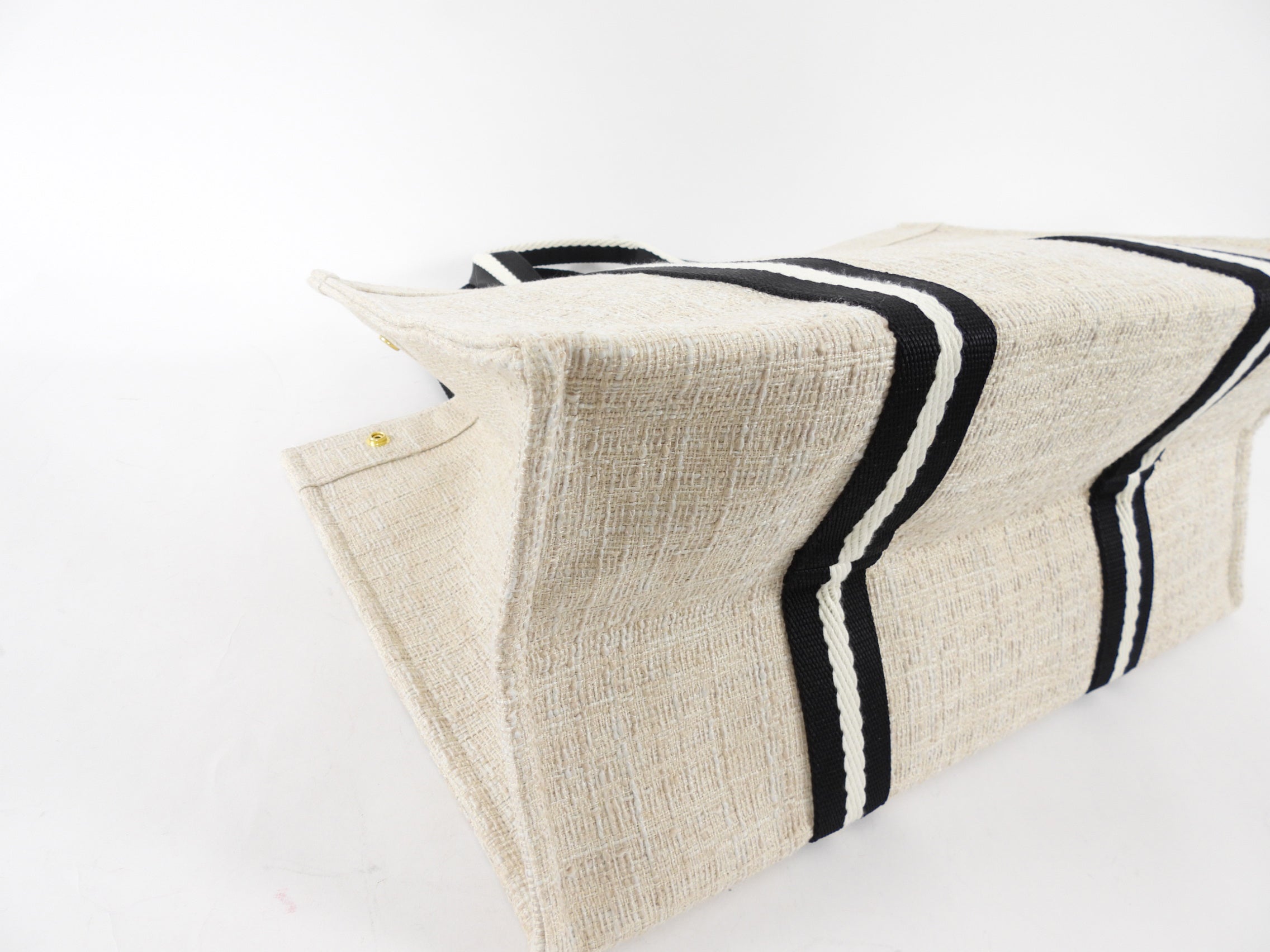 Rue de Verneuil Beige Tweed Canvas Large Tote Bag