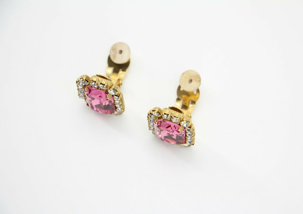 Chanel Vintage 95P Rhinestone Barbie Pink Clip-on Earrings