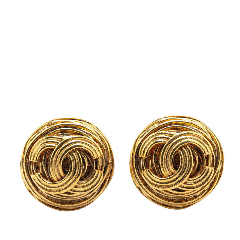 Chanel Gold Plated Coco Mark Vintage Earrings 94A