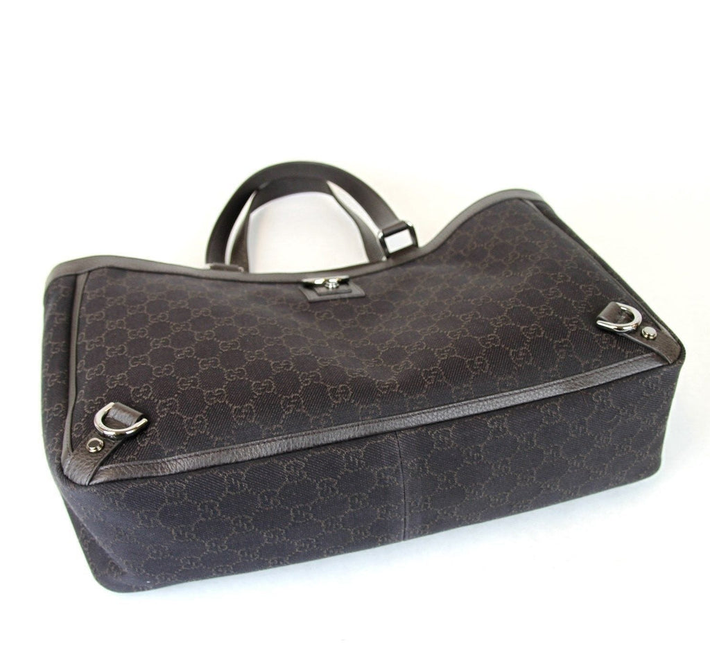 New Gucci 293580 Brown Denim D Ring Abbey Tote Bag Handbag