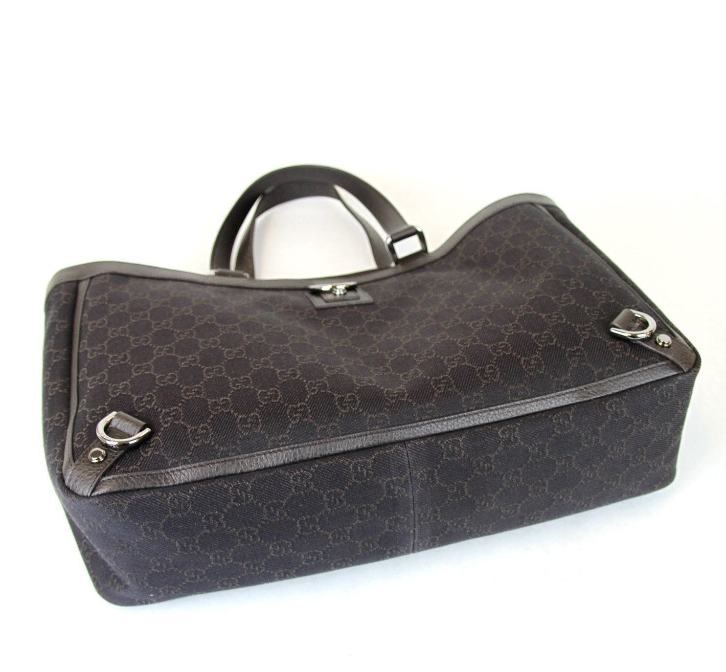 New Gucci 293580 Brown Denim D Ring Abbey Tote Bag Handbag