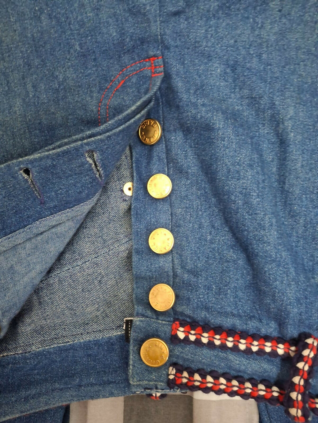 Chanel Vintage braided-trim straight-leg jeans