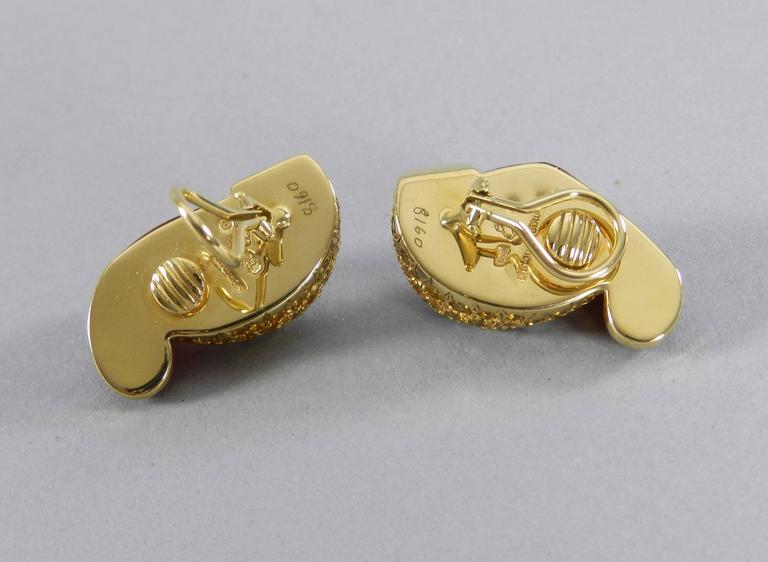 Seaman Schepps Carnelian Yellow Sapphire Gold Half Link Earrings