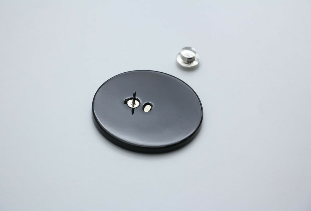 Chanel Vintage 04P Resin Black Disc Dynamic Brooch