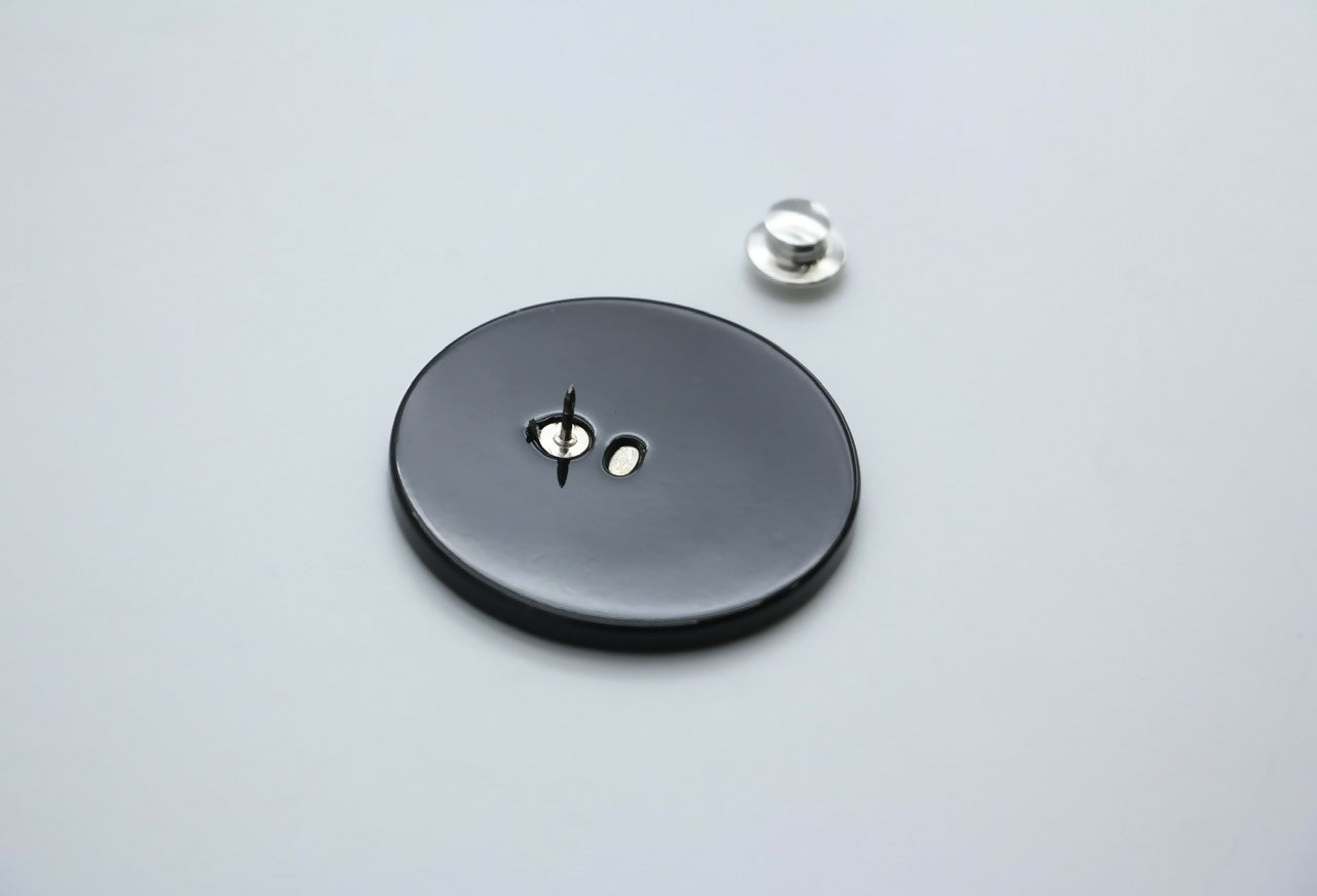 Chanel Vintage 04P Resin Black Disc Dynamic Brooch