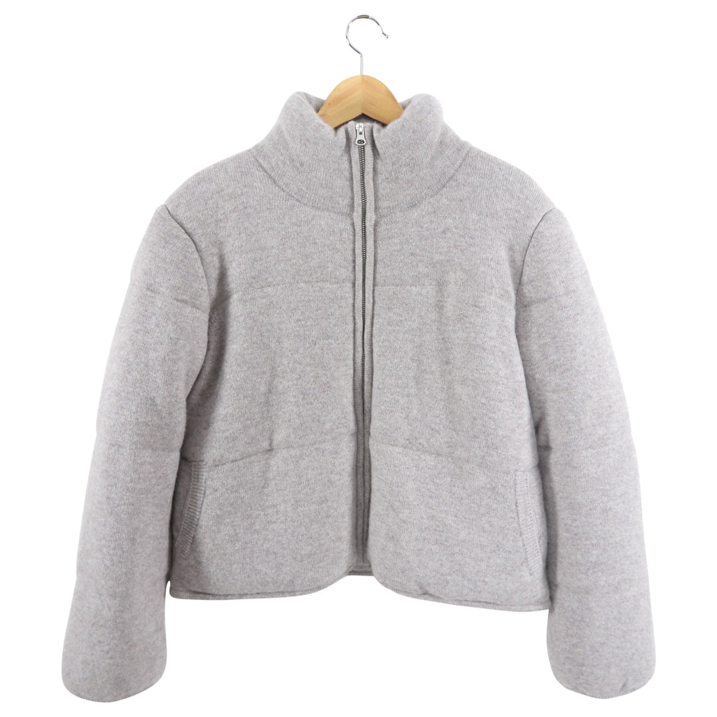 Sablyn Light Oatmeal Taupe Heavy Cashmere Puffer Zip Jacket - M