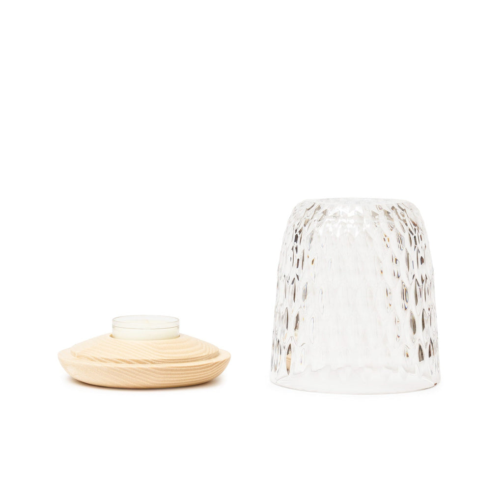 Saint Louis Crystal Folia Crystal & Clear Wood Small Photophore Candle