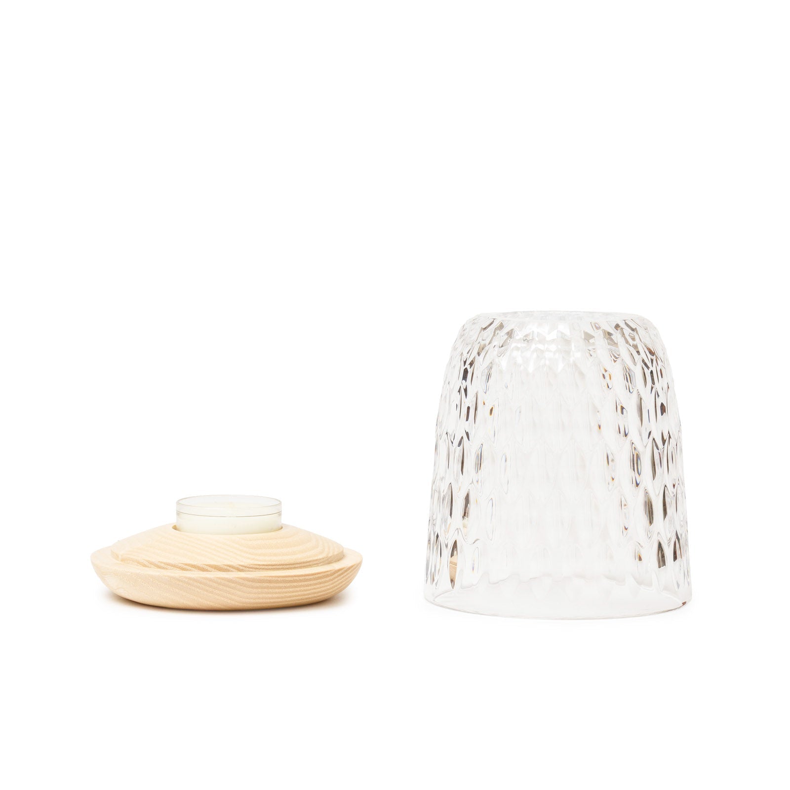 Saint Louis Crystal Folia Crystal & Clear Wood Small Photophore Candle
