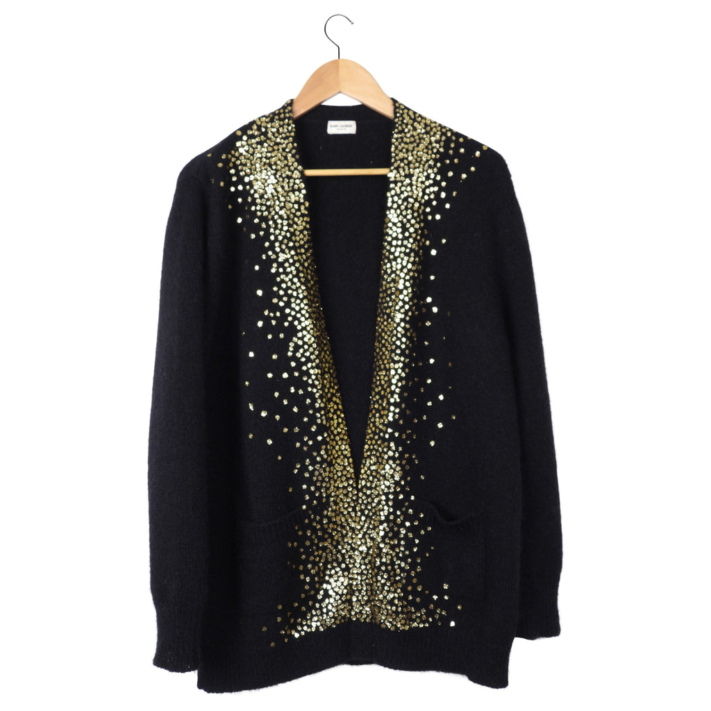Saint Laurent Black And Gold Wool igan