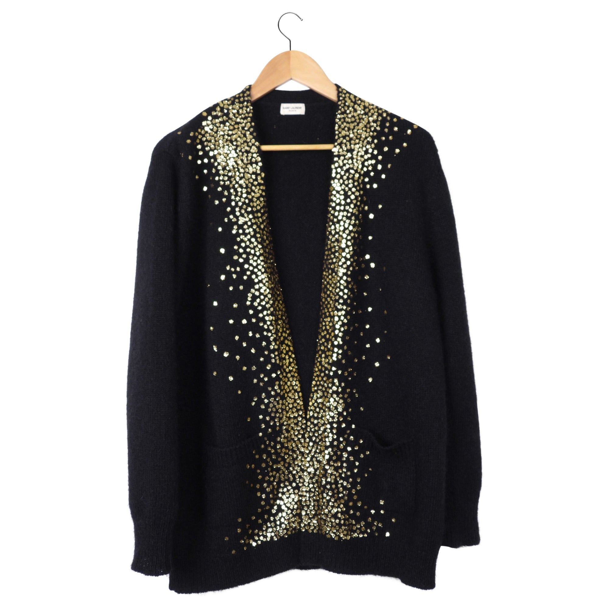 Saint Laurent Black And Gold Wool igan