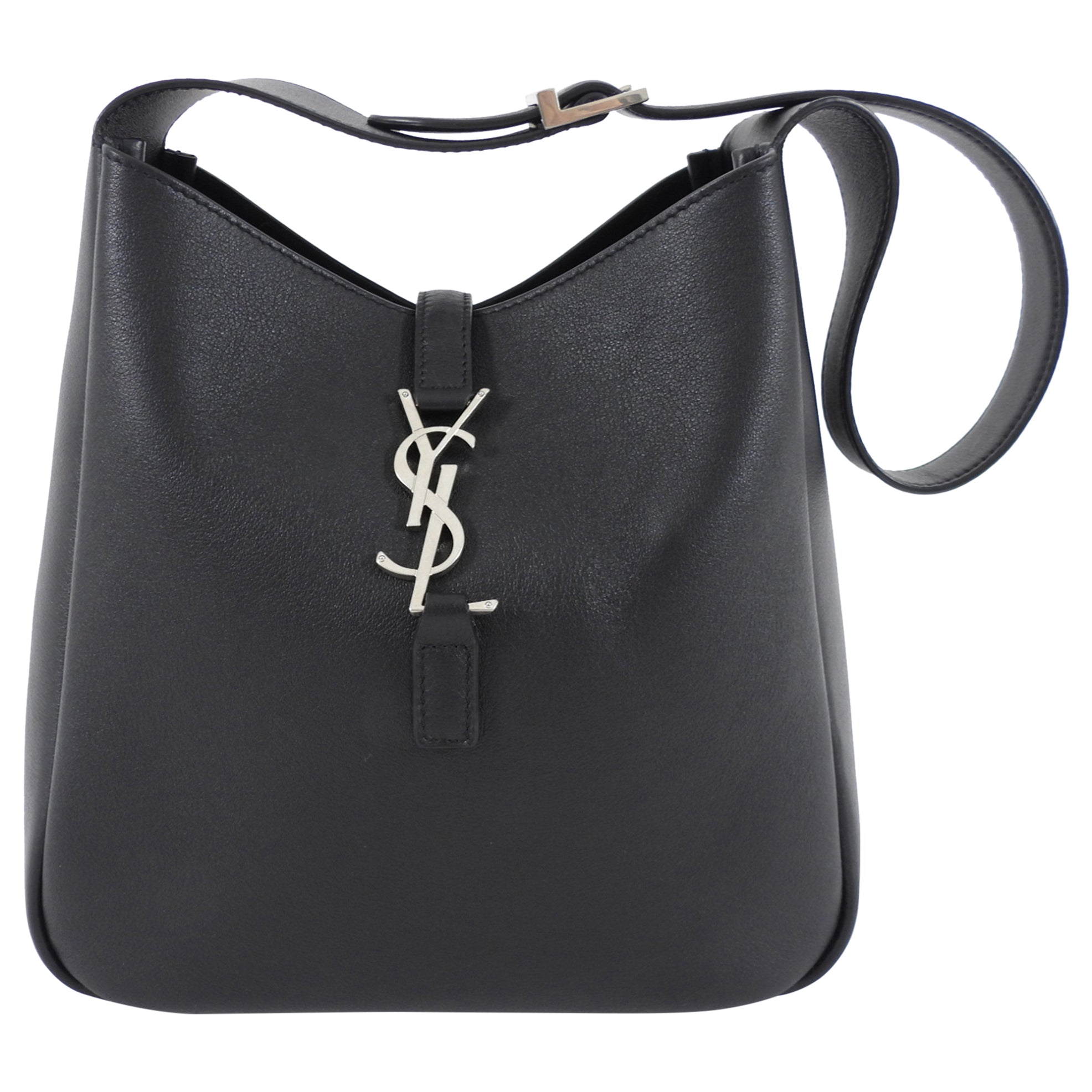 Saint Laurent Black Grained Leather Le 5 À 7 Supple Small Shoulder Hobo Bag