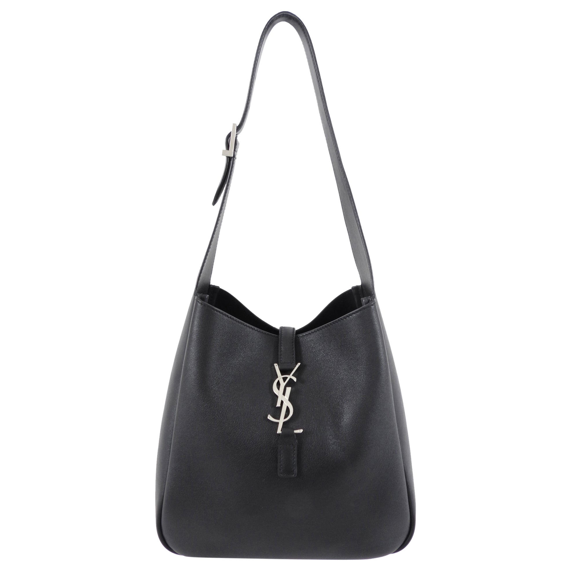 Saint Laurent Black Grained Leather Le 5 À 7 Supple Small Shoulder Hobo Bag