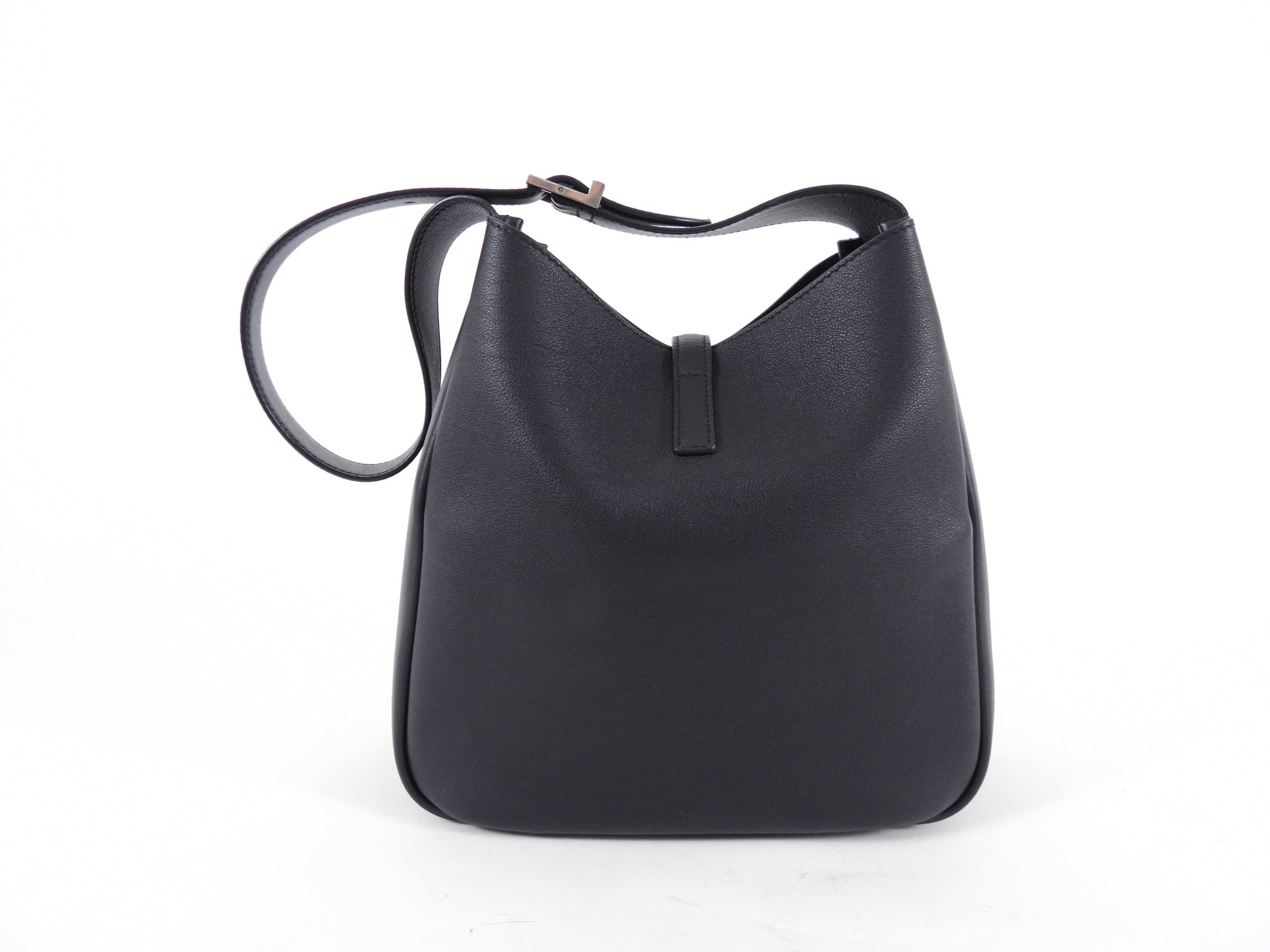 Saint Laurent Black Grained Leather Le 5 À 7 Supple Small Shoulder Hobo Bag