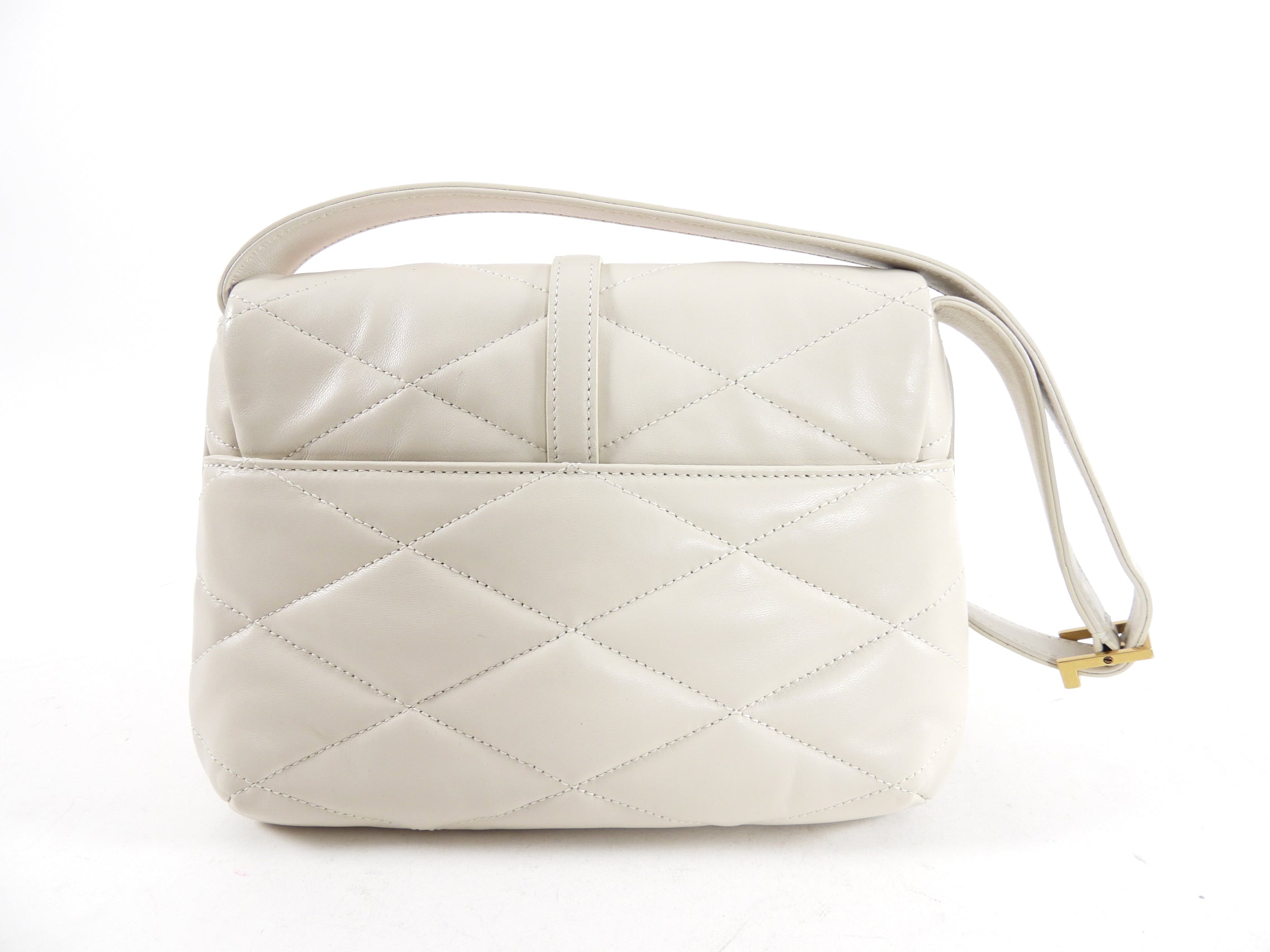Saint Laurent Ivory Le 57 Hobo Bag in Quilted Lambskin