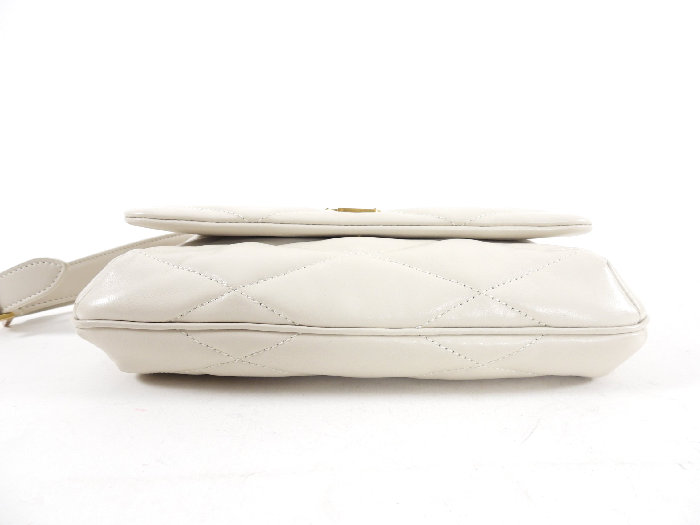 Saint Laurent Ivory Le 57 Hobo Bag in Quilted Lambskin