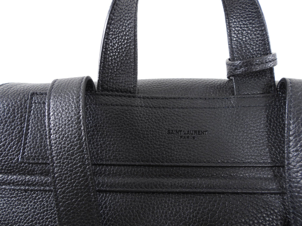 Saint Laurent Black Grained Leather Backpack
