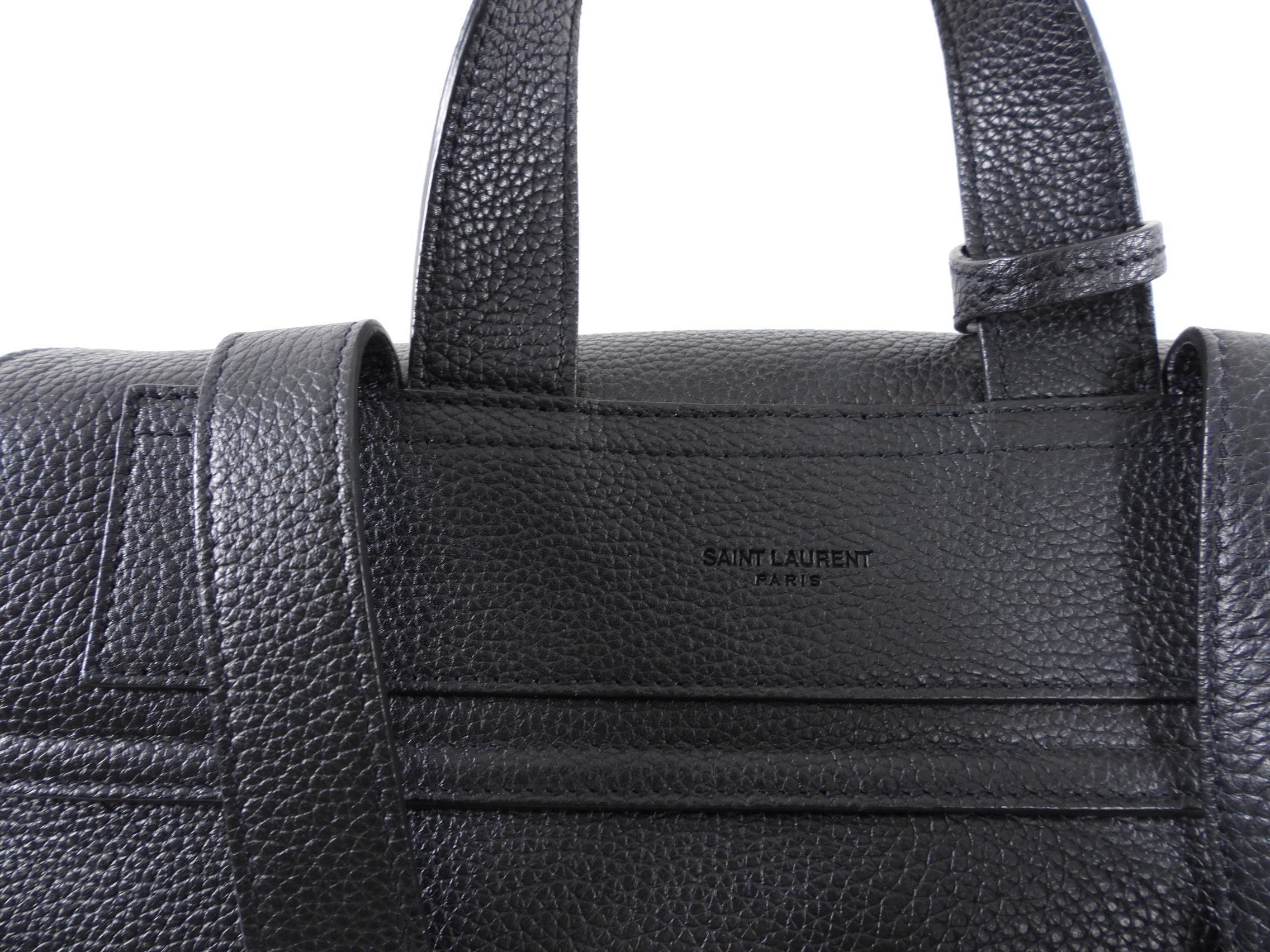 Saint Laurent Black Grained Leather Backpack