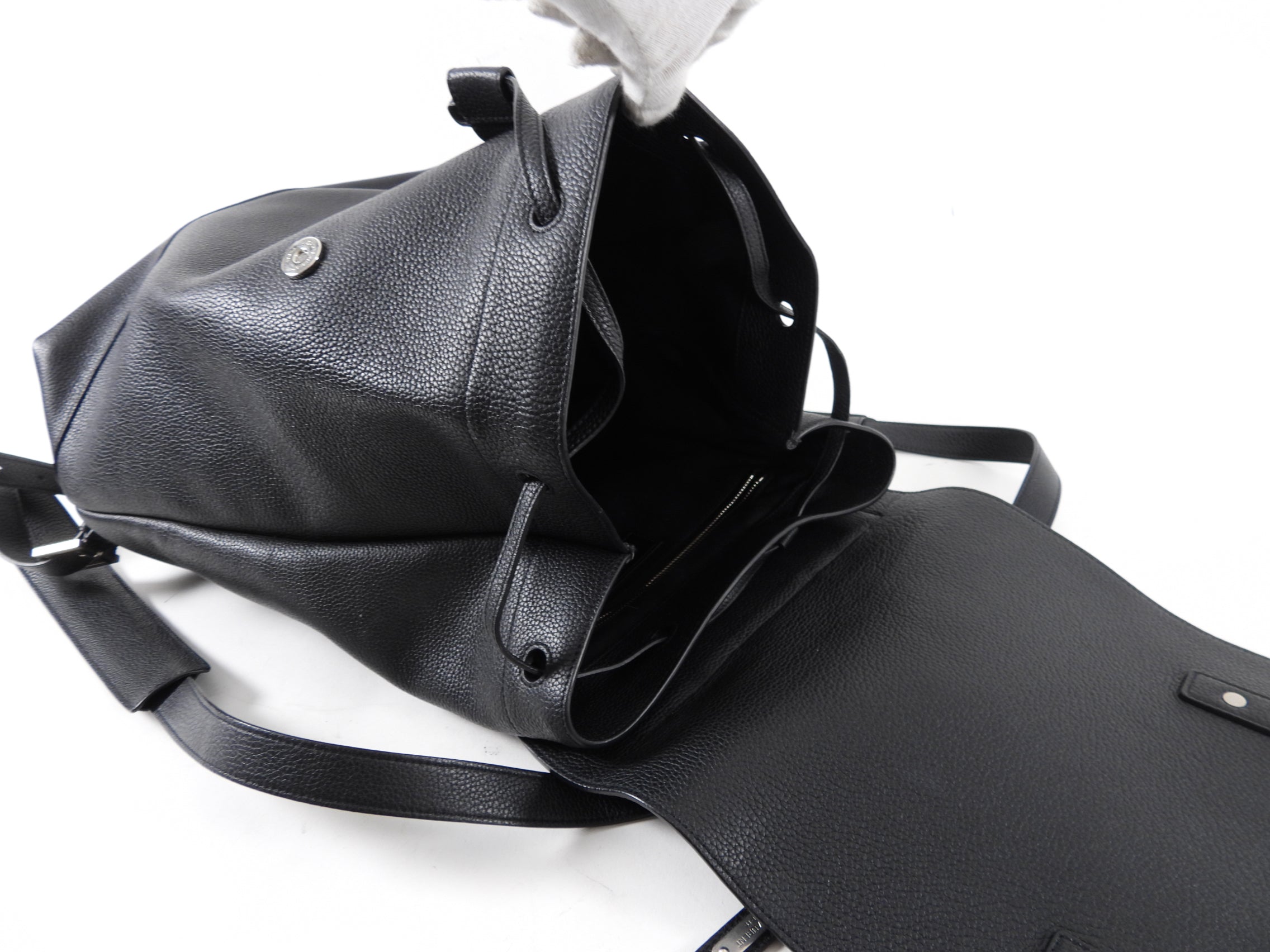 Saint Laurent Black Grained Leather Backpack