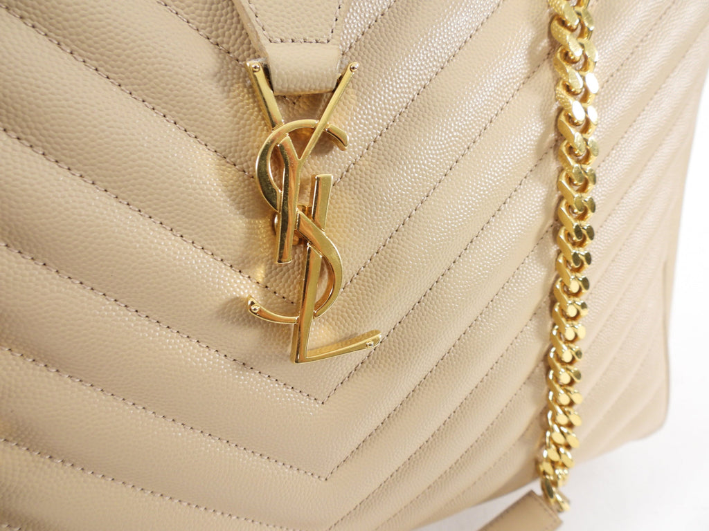 Saint Laurent Chevron Chain Shoulder Tote Bag