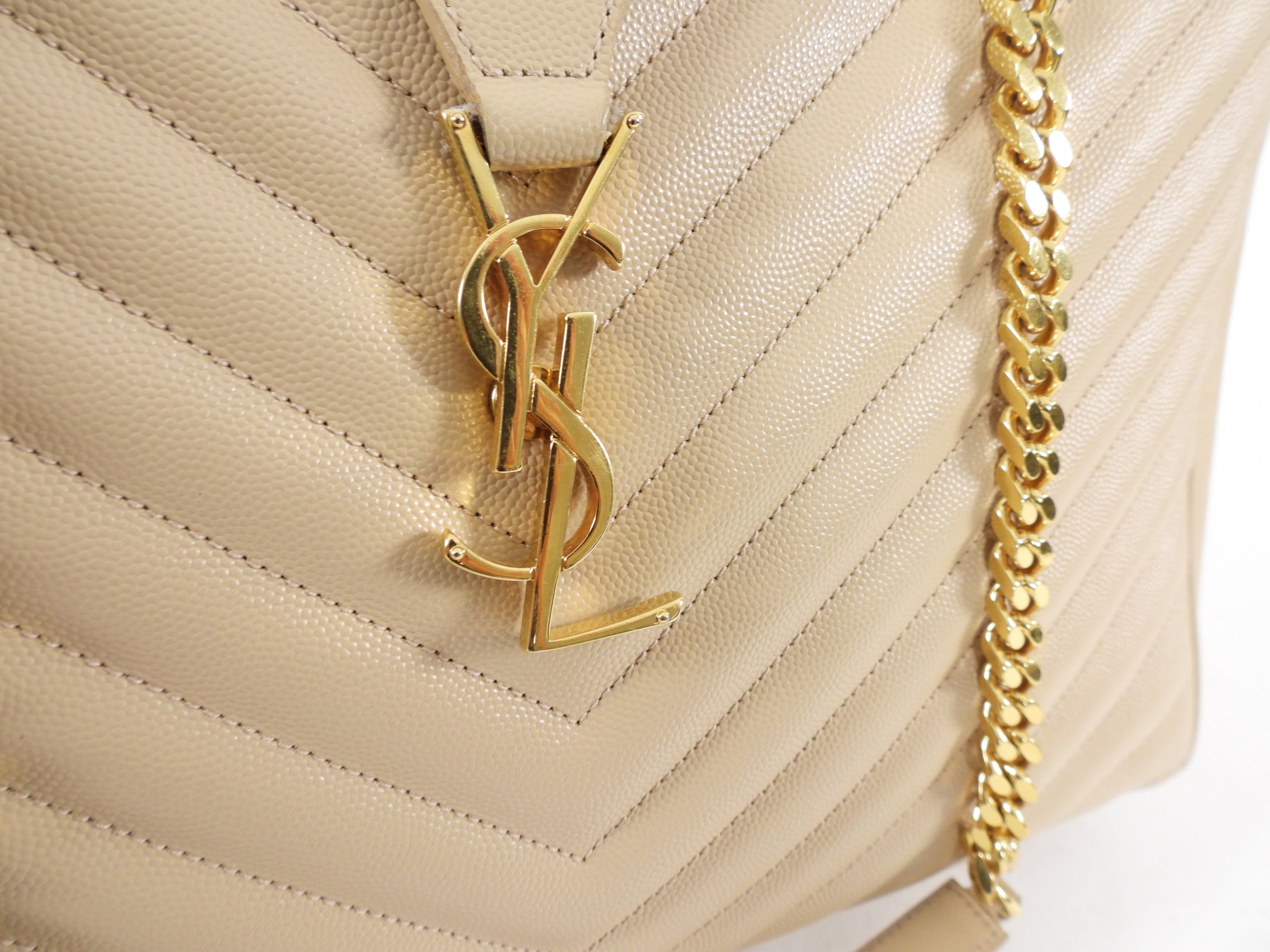 Saint Laurent Chevron Chain Shoulder Tote Bag