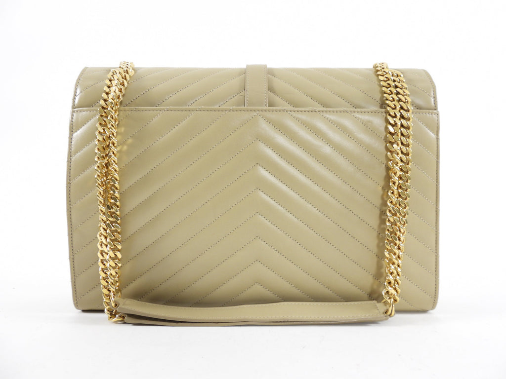 Saint Laurent Beige Chevron Envelope Flap Bag