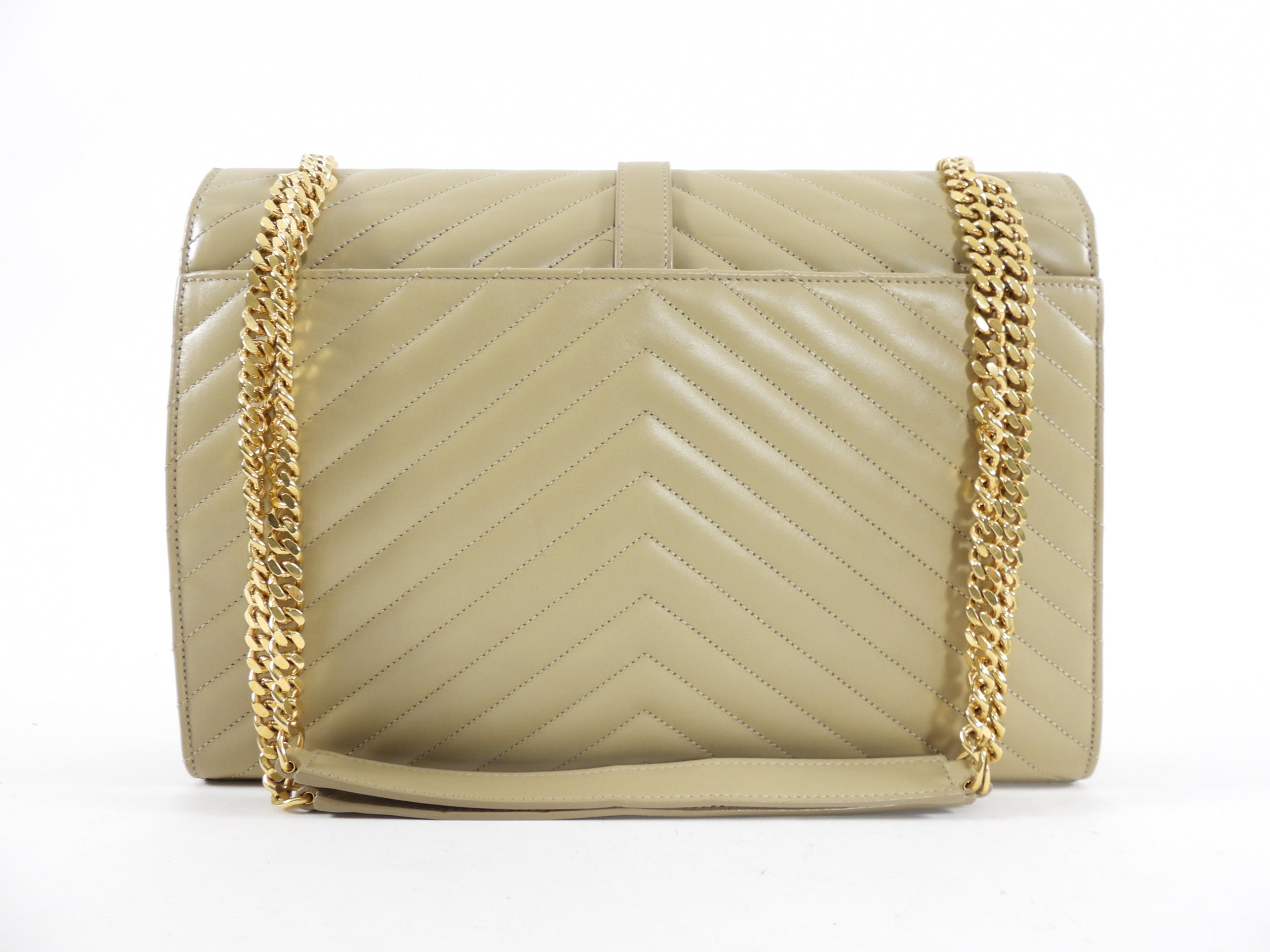 Saint Laurent Beige Chevron Envelope Flap Bag