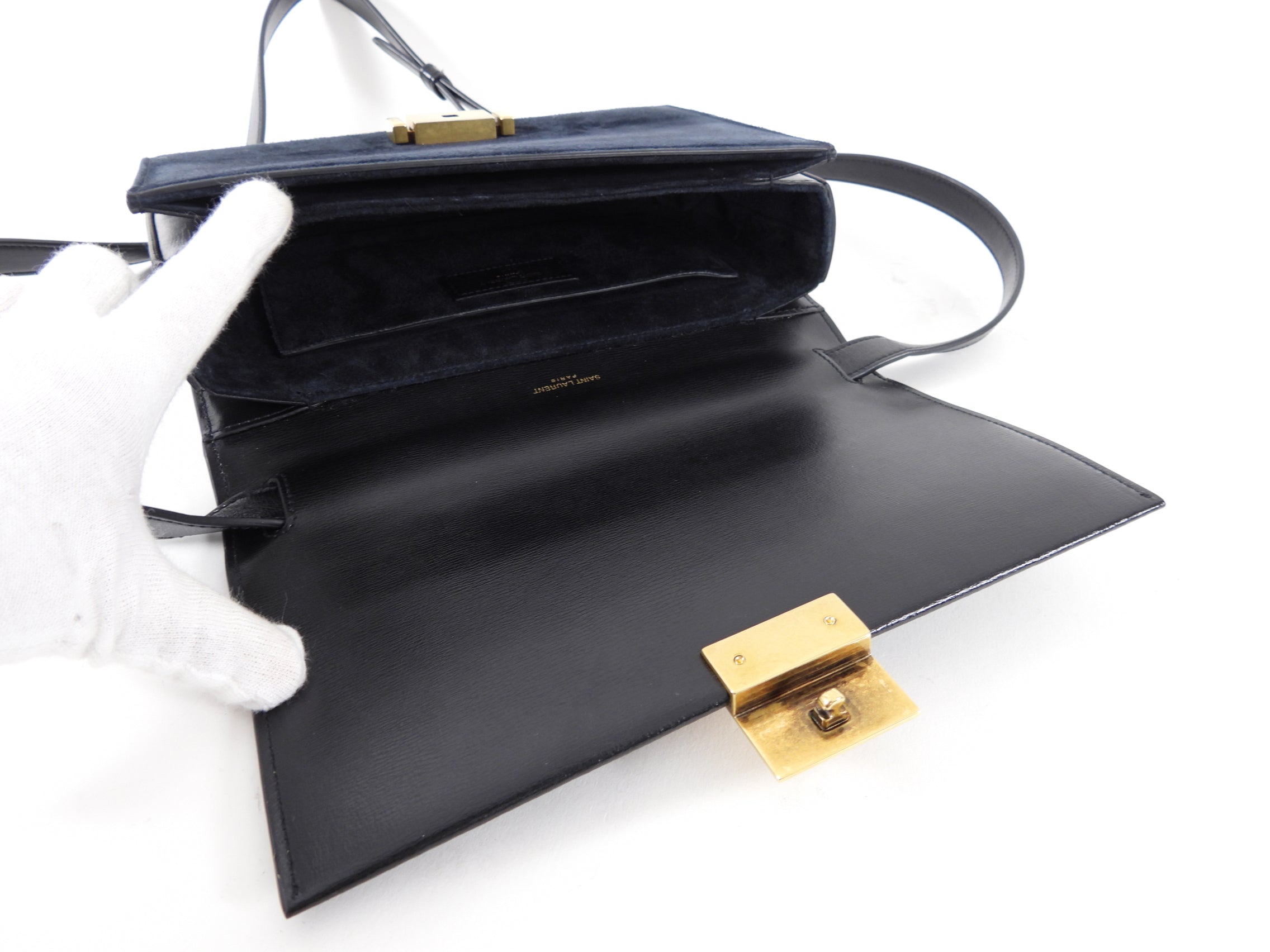 Saint Laurent Black Leather and Suede Bellechasse Crossbody Bag