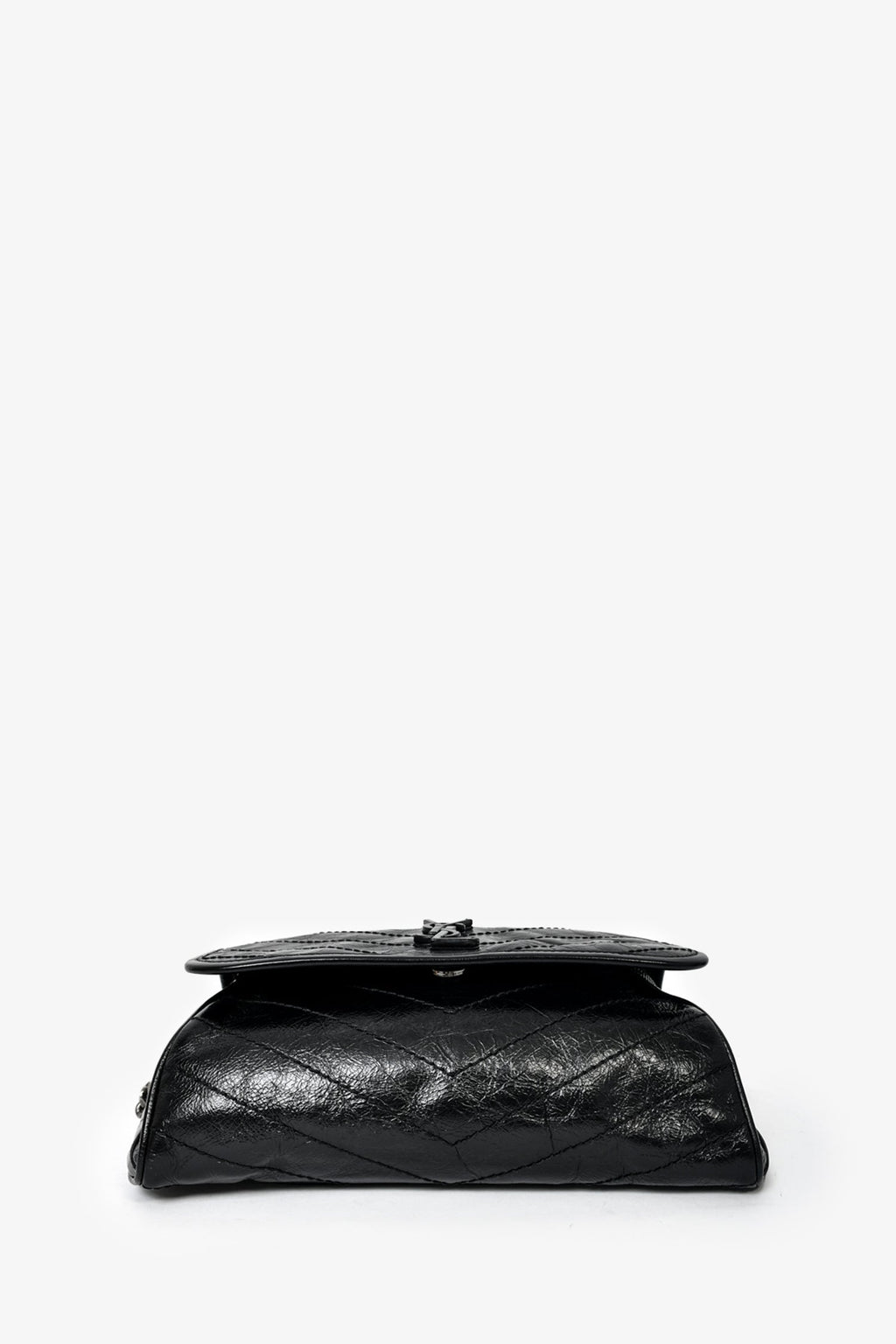 Saint Laurent Black Crinkled Leather 'Niki' Belt Bag