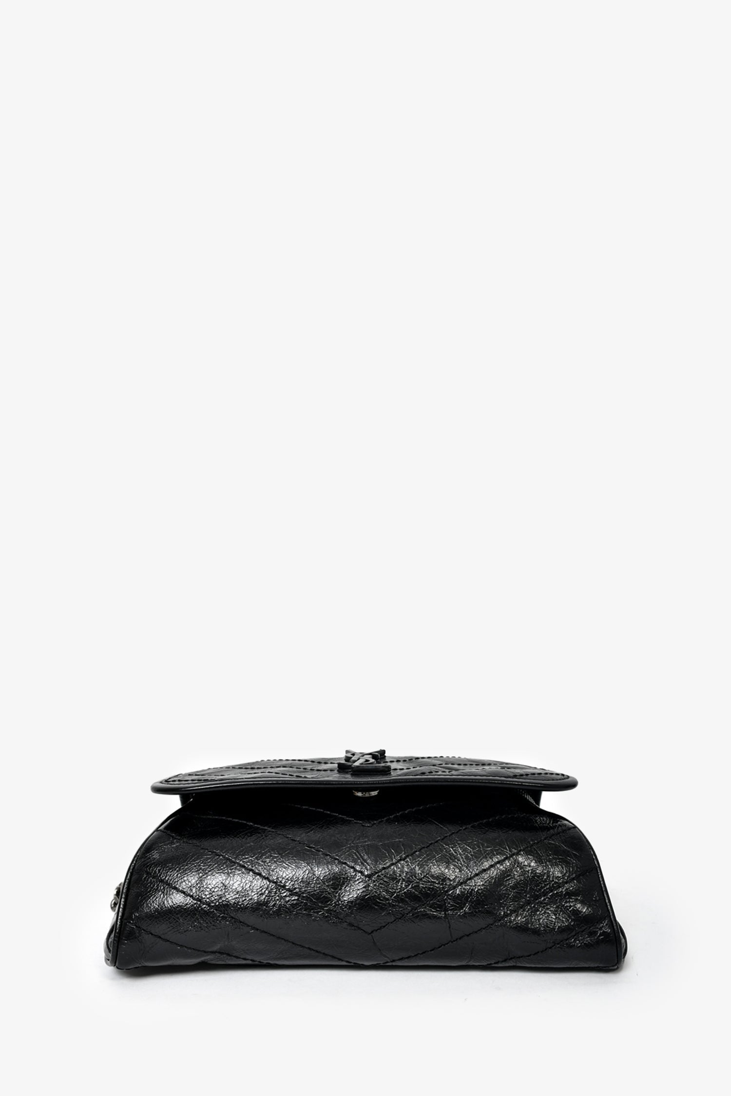 Saint Laurent Black Crinkled Leather 'Niki' Belt Bag