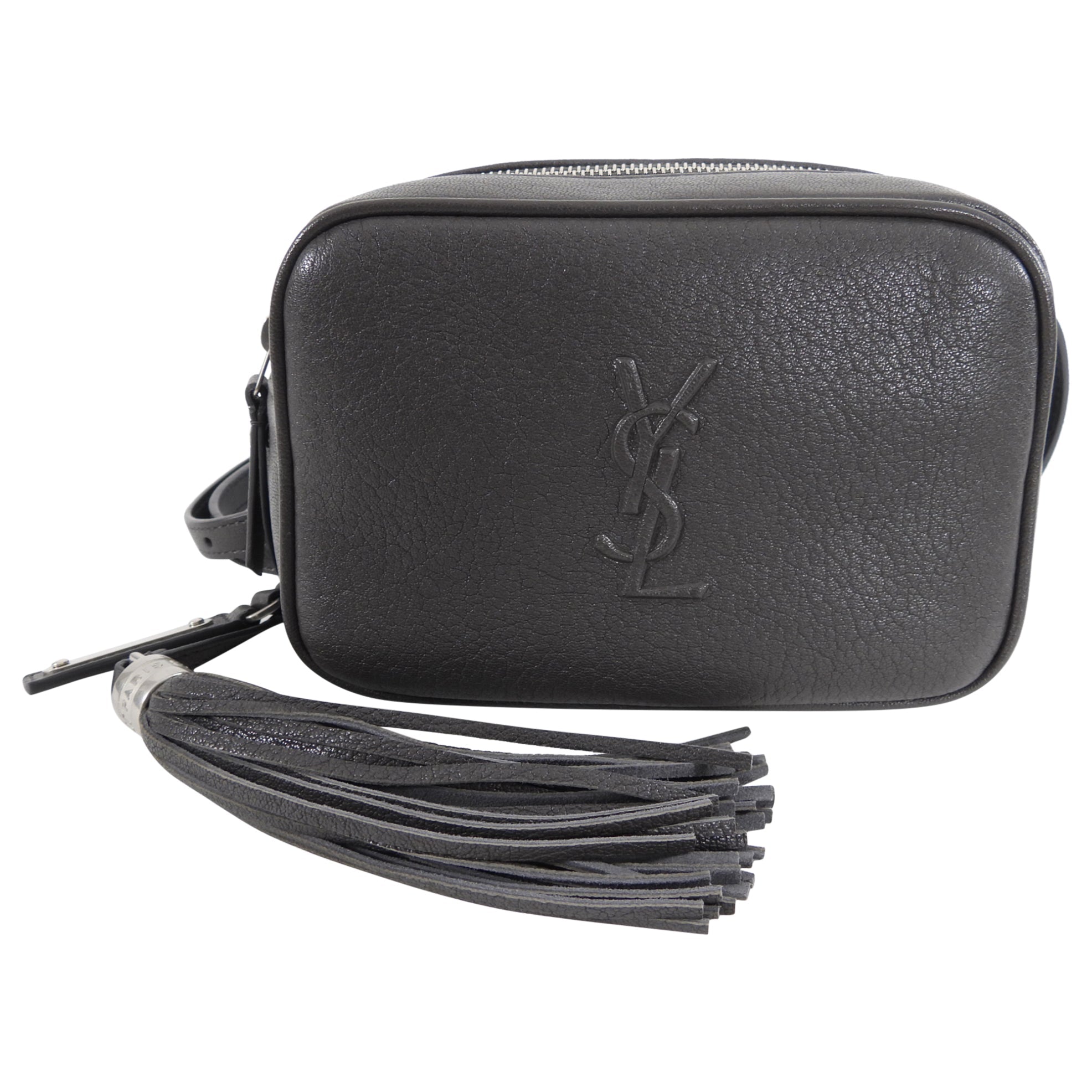 Saint Laurent Charcoal Grey Lou Tassel Belt Bag