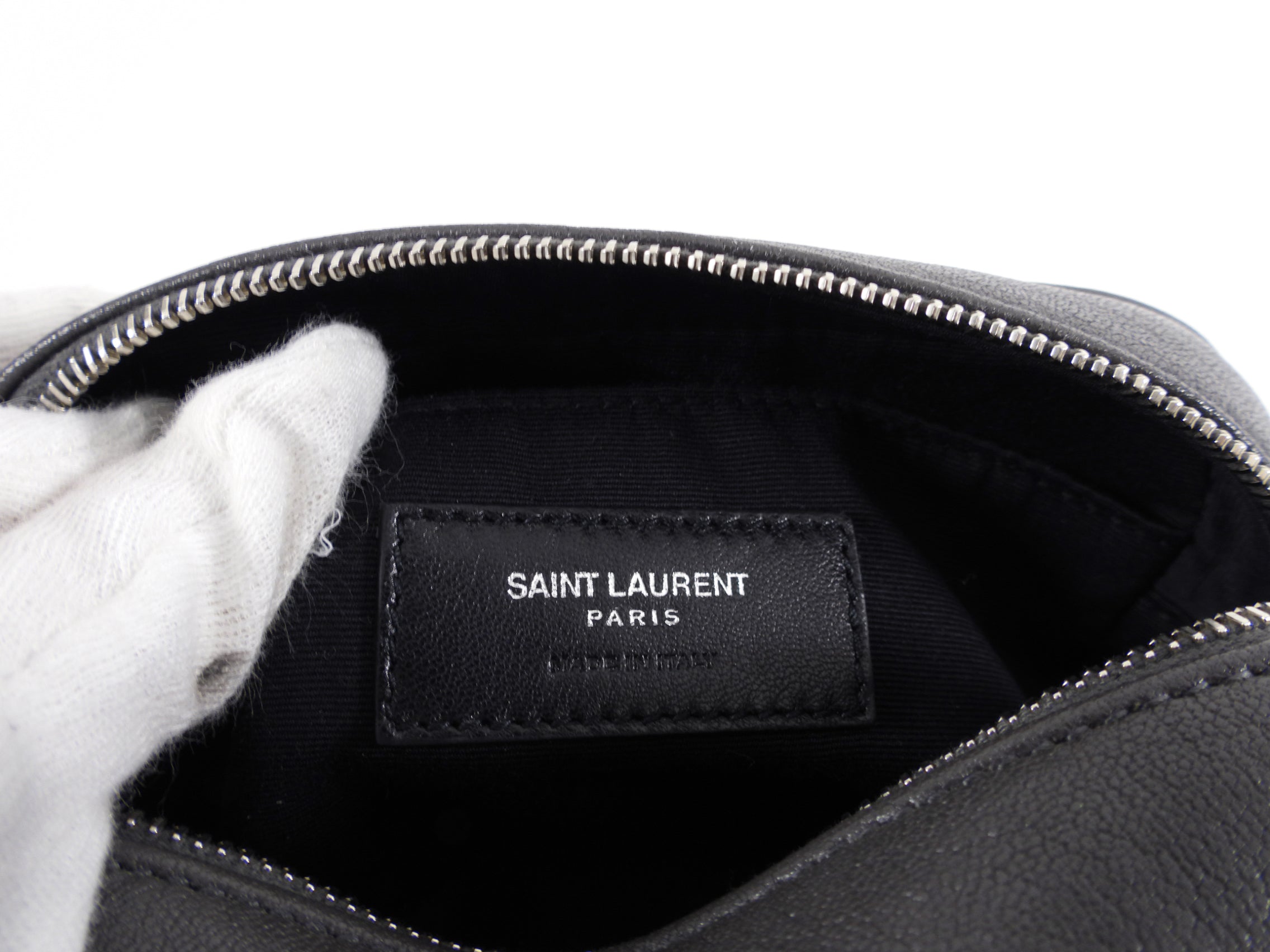 Saint Laurent Charcoal Grey Lou Tassel Belt Bag