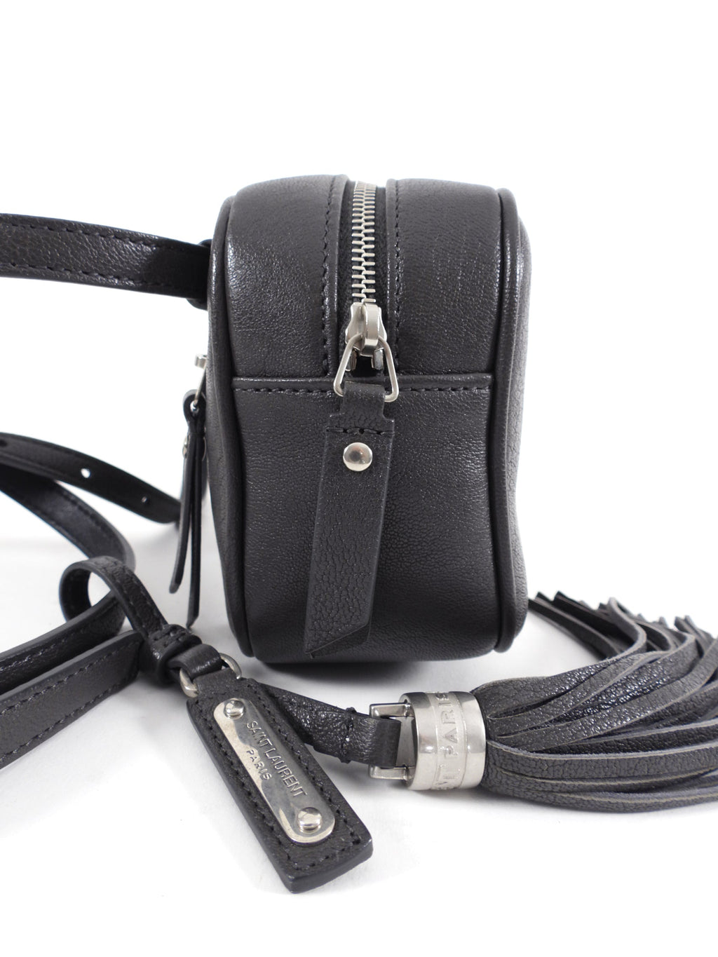 Saint Laurent Charcoal Grey Lou Tassel Belt Bag