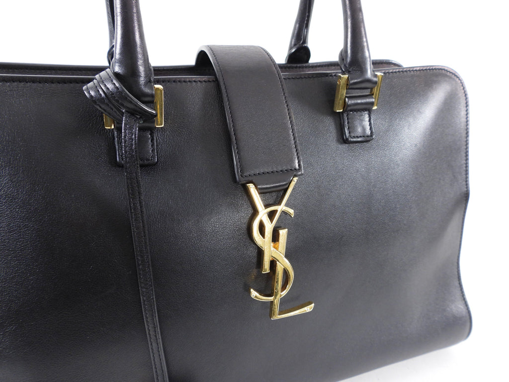 Saint Laurent Black Cabas Chyc Monogram 2-Way Bag