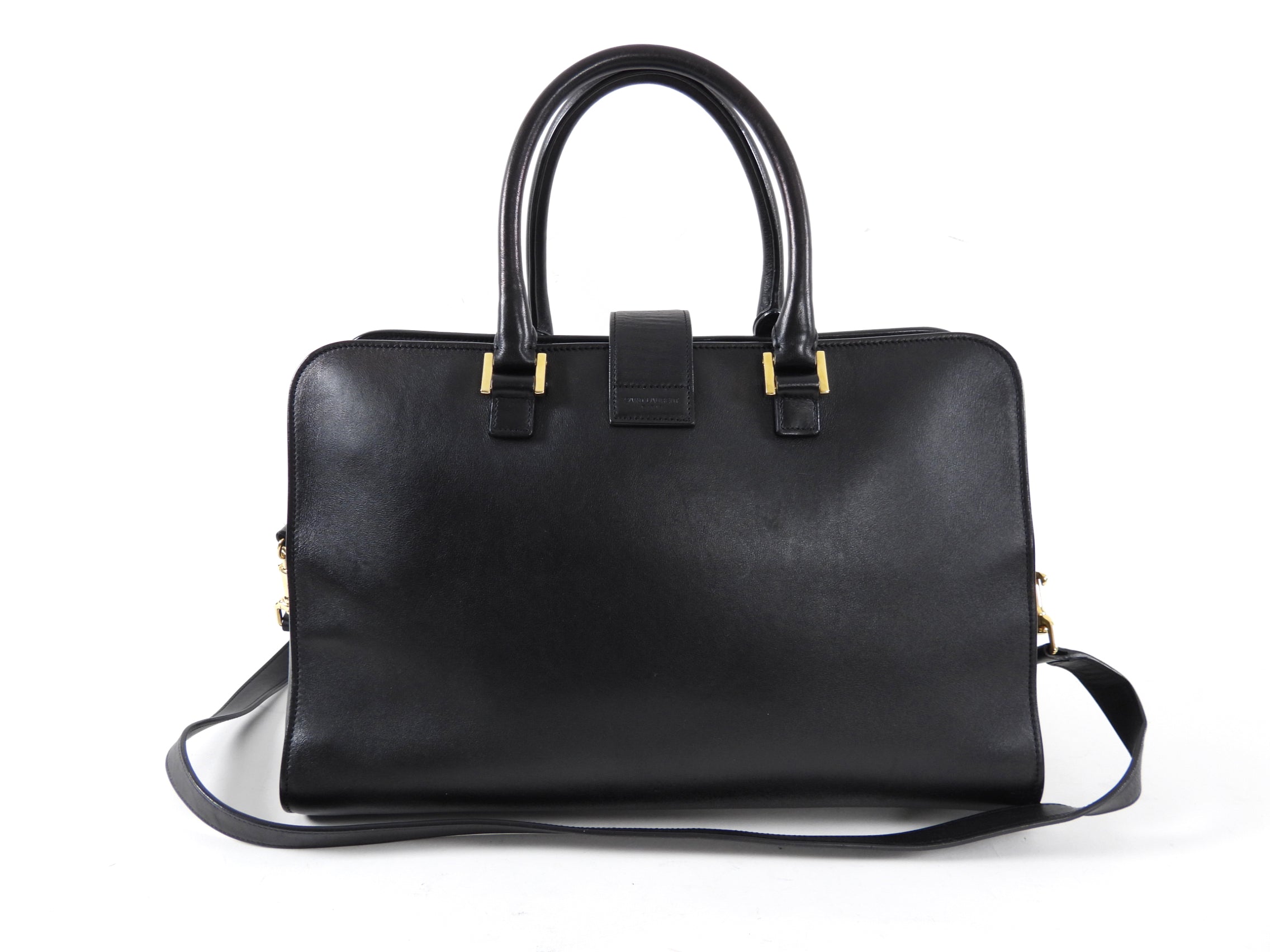 Saint Laurent Black Cabas Chyc Monogram 2-Way Bag