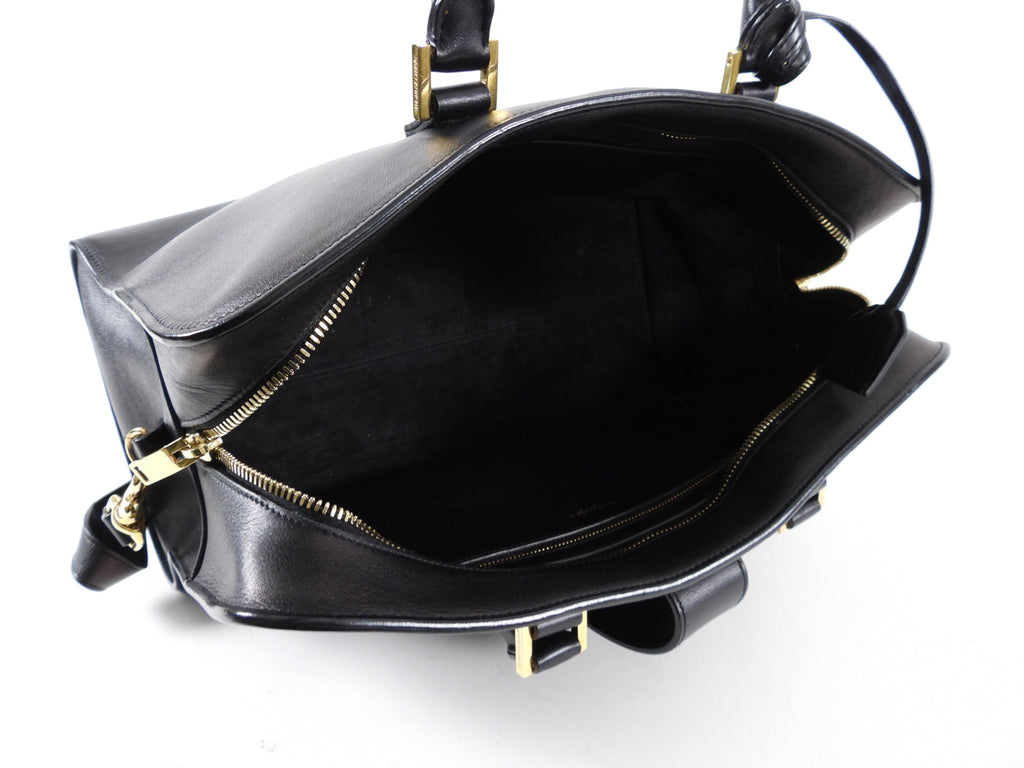 Saint Laurent Black Cabas Chyc Monogram 2-Way Bag